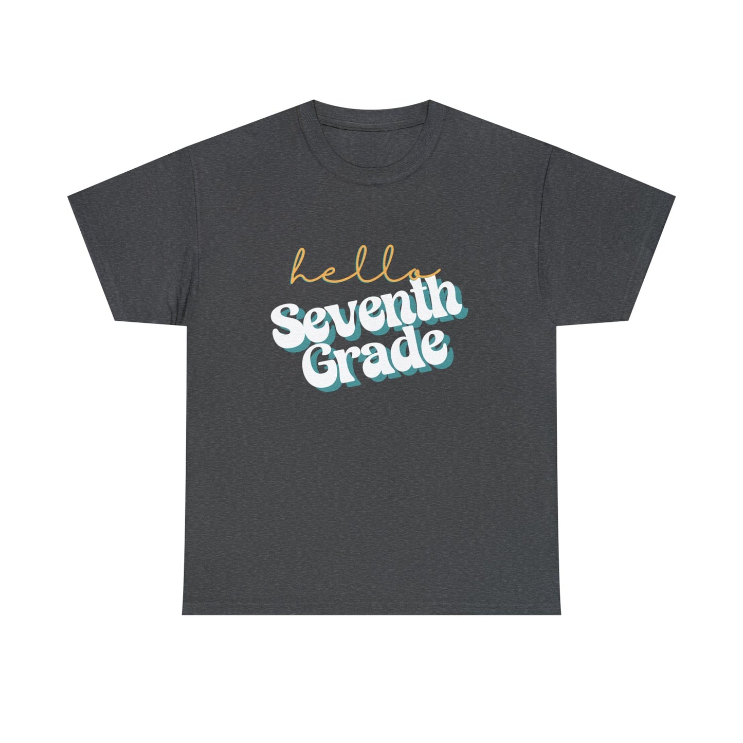 T-Shirt Dark Heather / S Hello Seventh Grade | Retro | ADULT Sizes | CottonTee