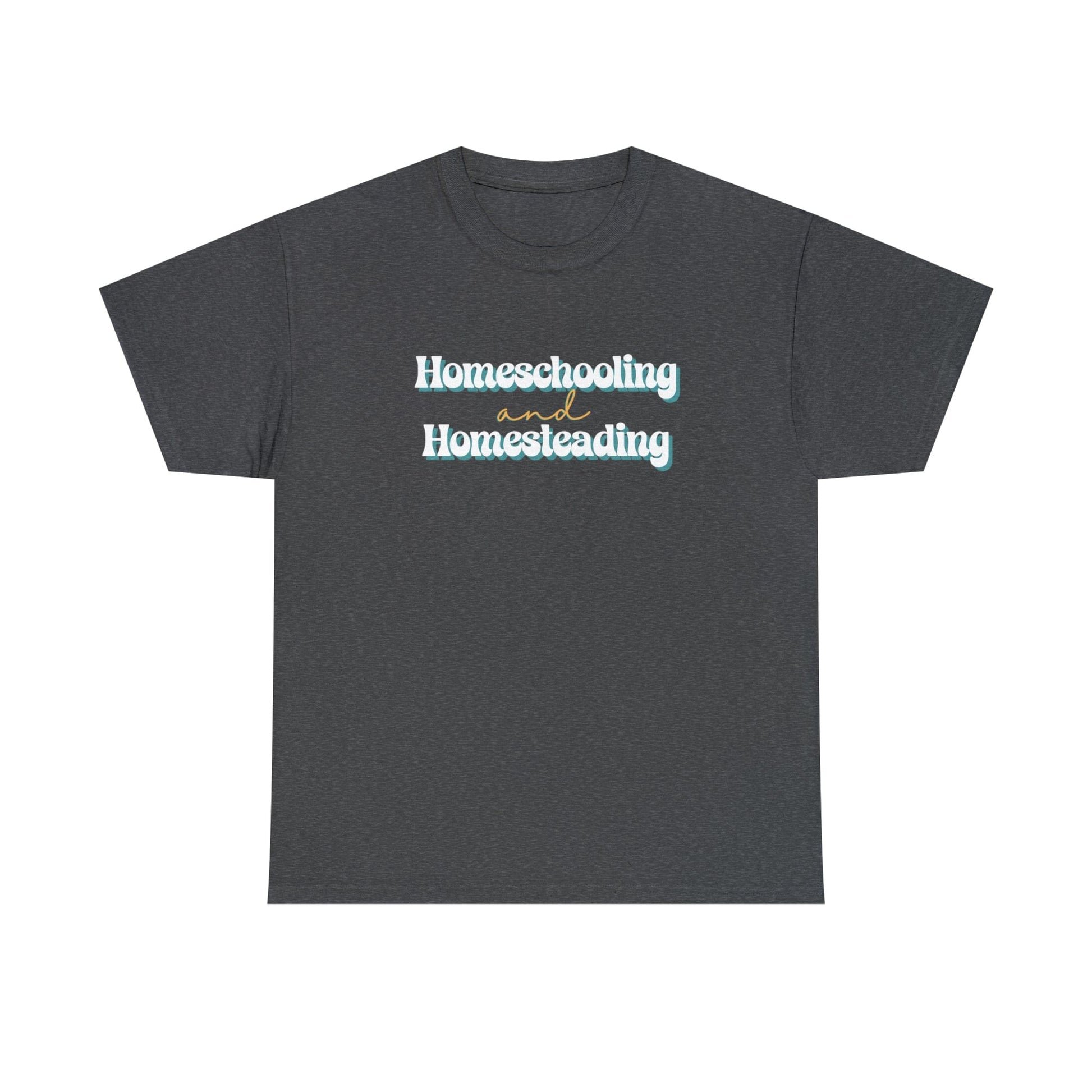 Printify T-Shirt Dark Heather / S Homeschooling and Homesteading | Retro | Cotton Tee