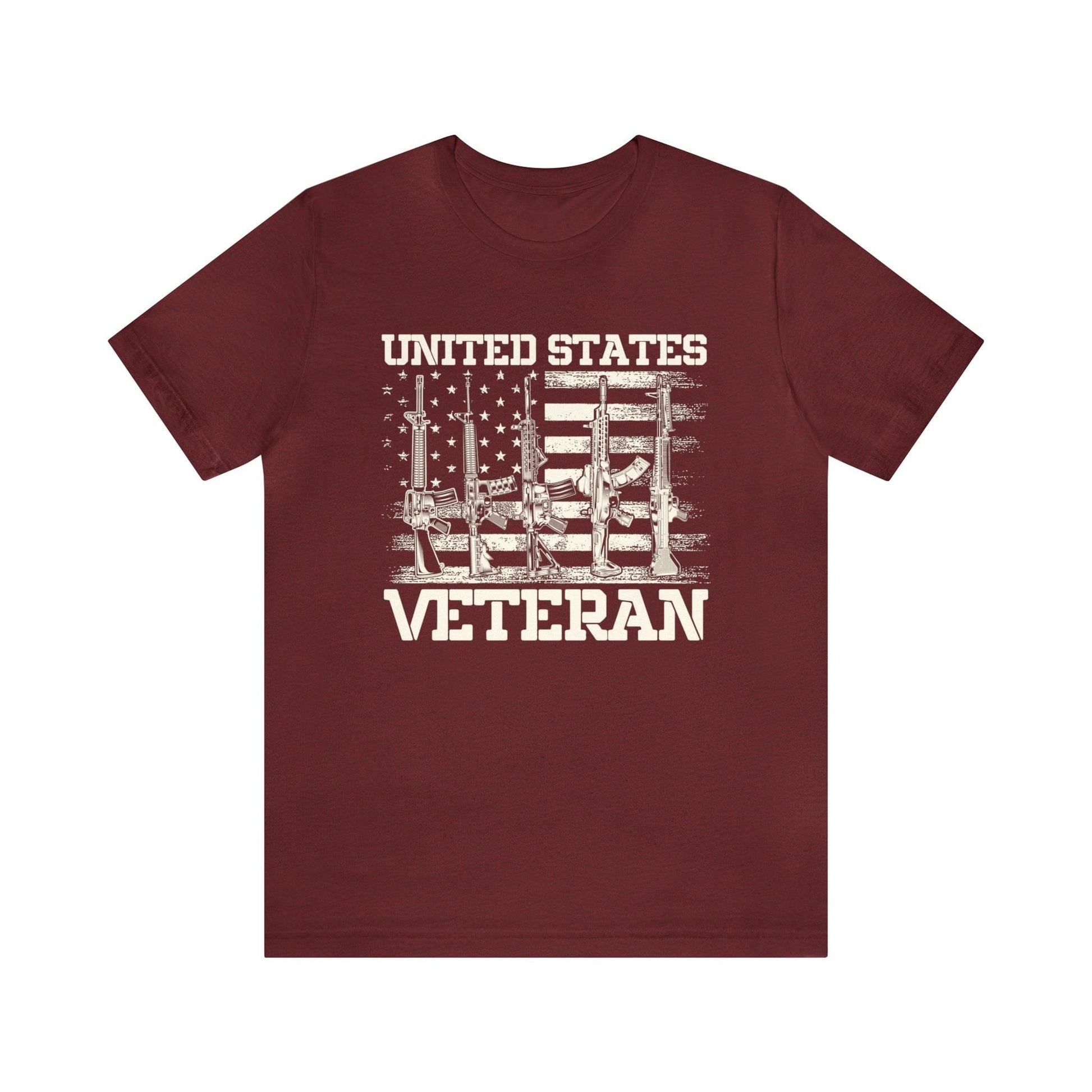 T-Shirt Heather Cardinal / XS United States Veteran | Flag | Jersey Short Sleeve Tee