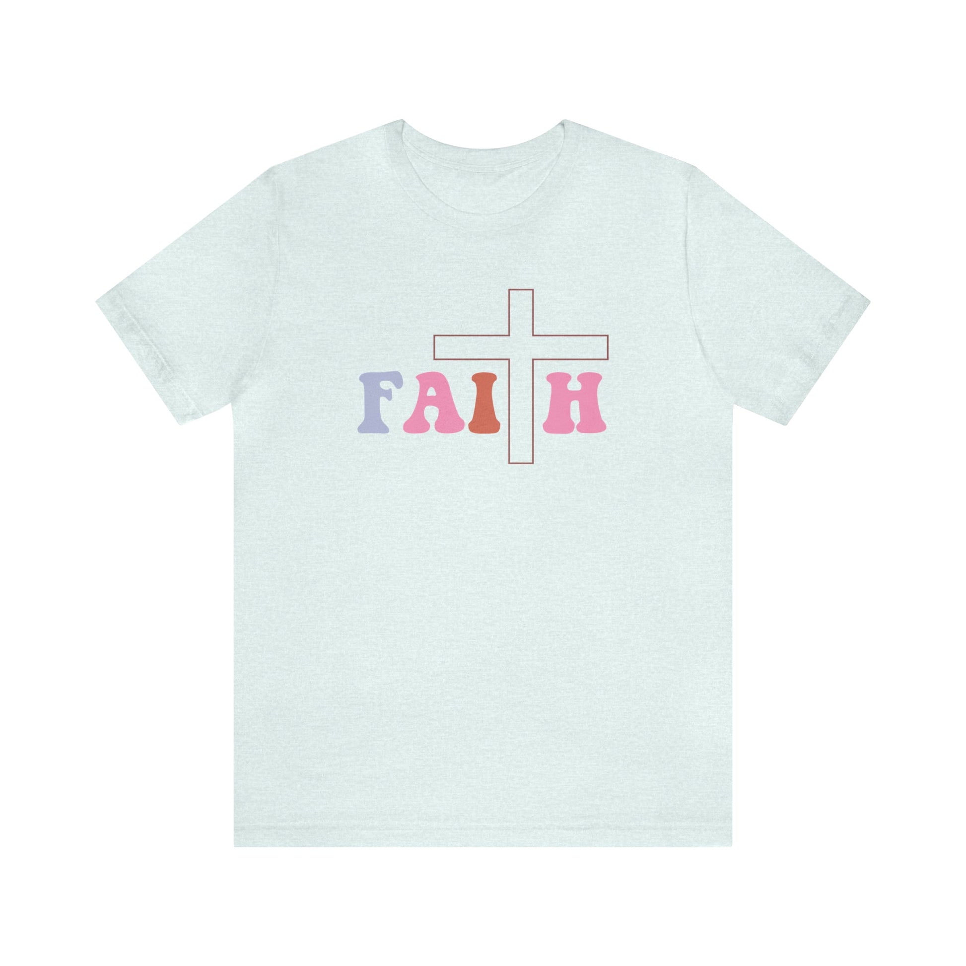 T-Shirt Heather Ice Blue / S Faith | Christian | Retro | Jersey Short Sleeve Tee