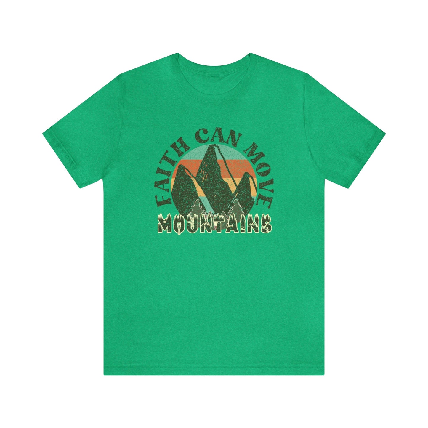 T-Shirt Heather Kelly / S Faith Can Move Mountains | Christian | Retro | Jersey Short Sleeve Tee