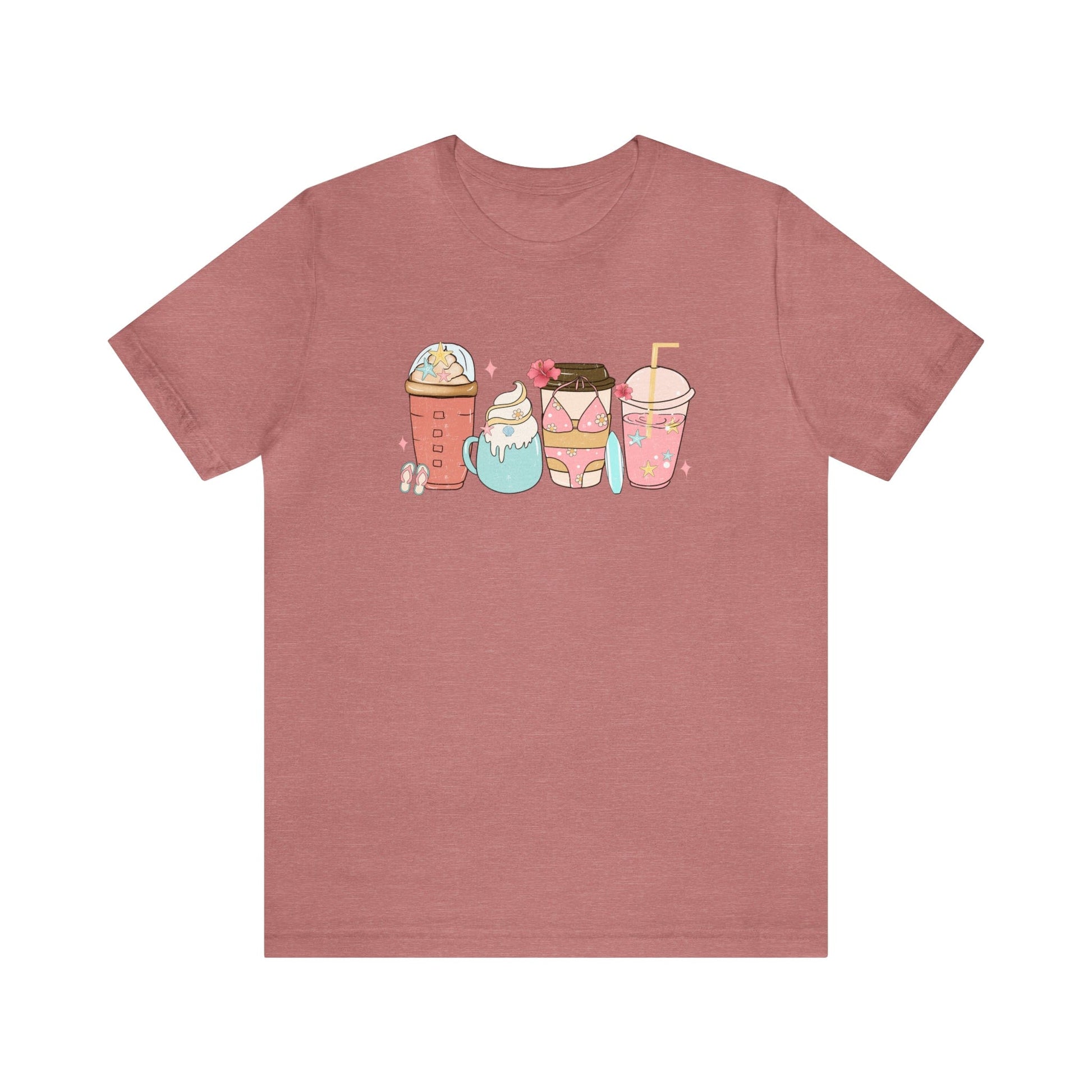 T-Shirt Heather Mauve / S Coffee in the Summertime | Vacation | Summer | Jersey Short Sleeve Tee