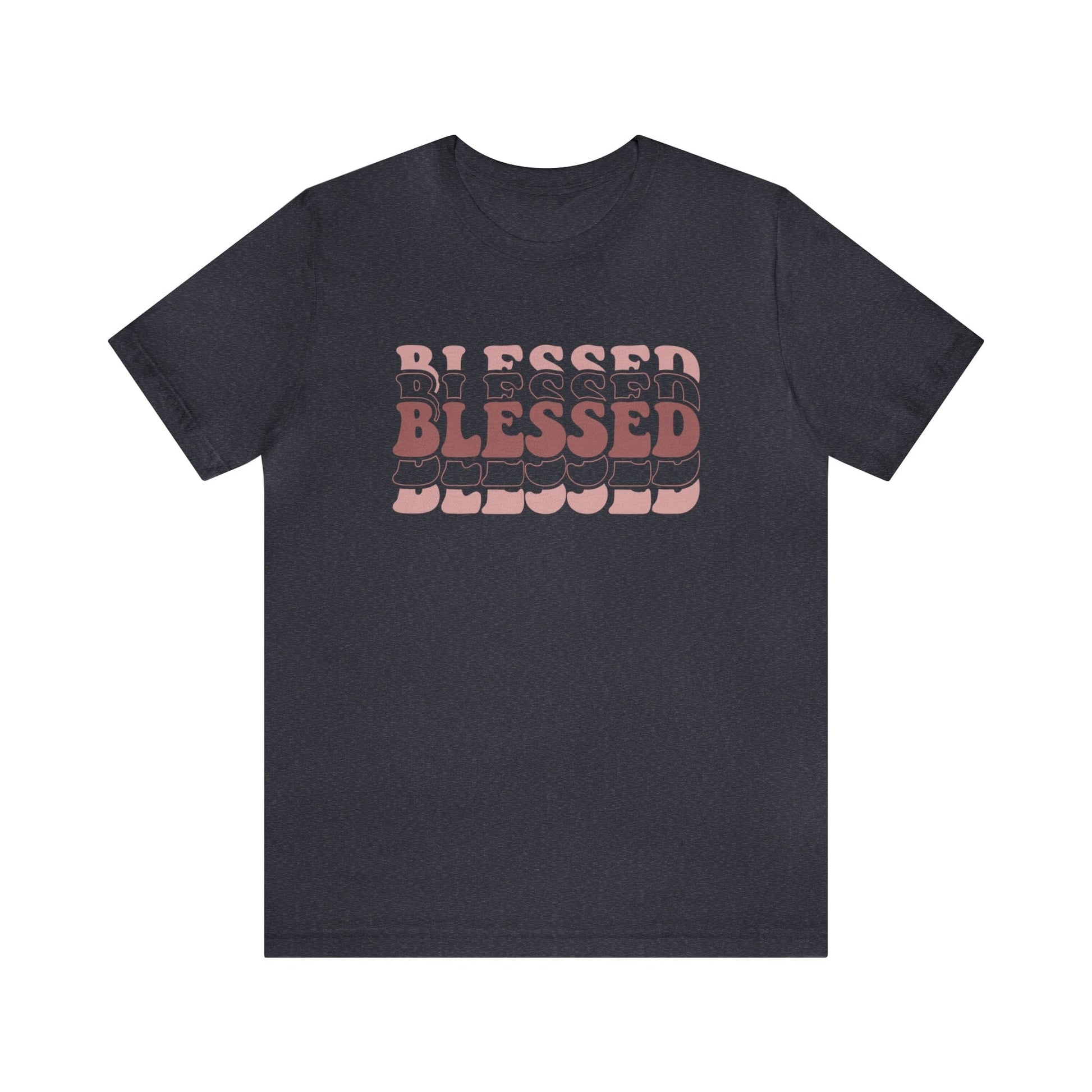 T-Shirt Heather Navy / S Blessed | Christian | Retro | Jersey Short Sleeve Tee