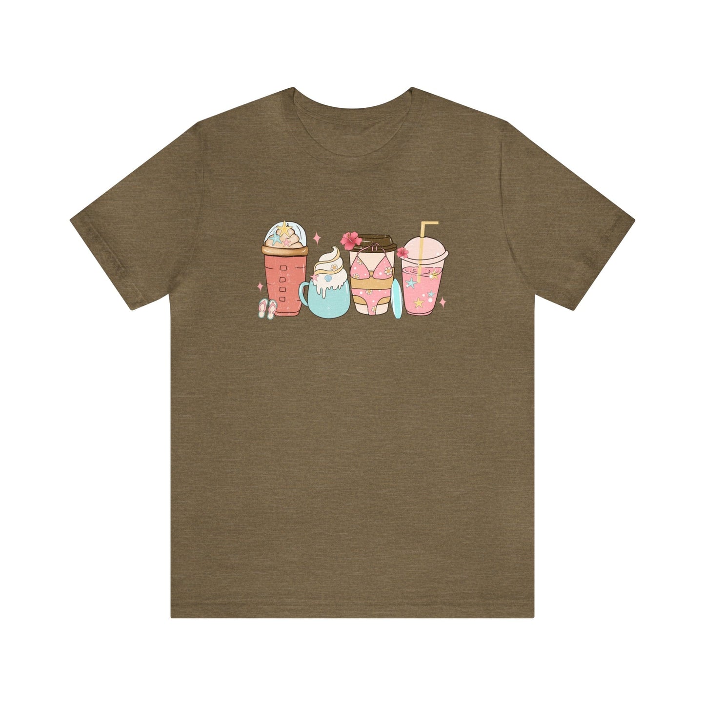 T-Shirt Heather Olive / S Coffee in the Summertime | Vacation | Summer | Jersey Short Sleeve Tee