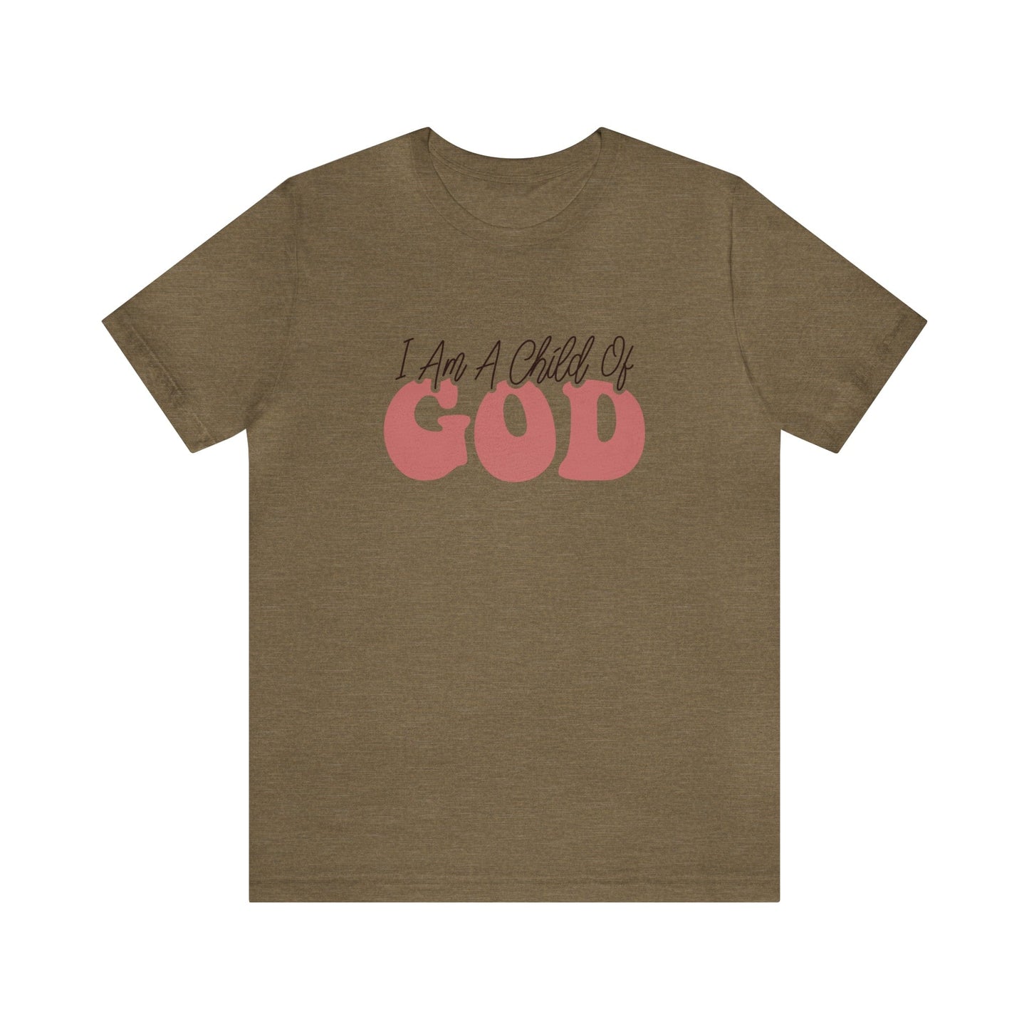 T-Shirt Heather Olive / S I Am a Child of God | Christian | Retro | Jersey Short Sleeve Tee