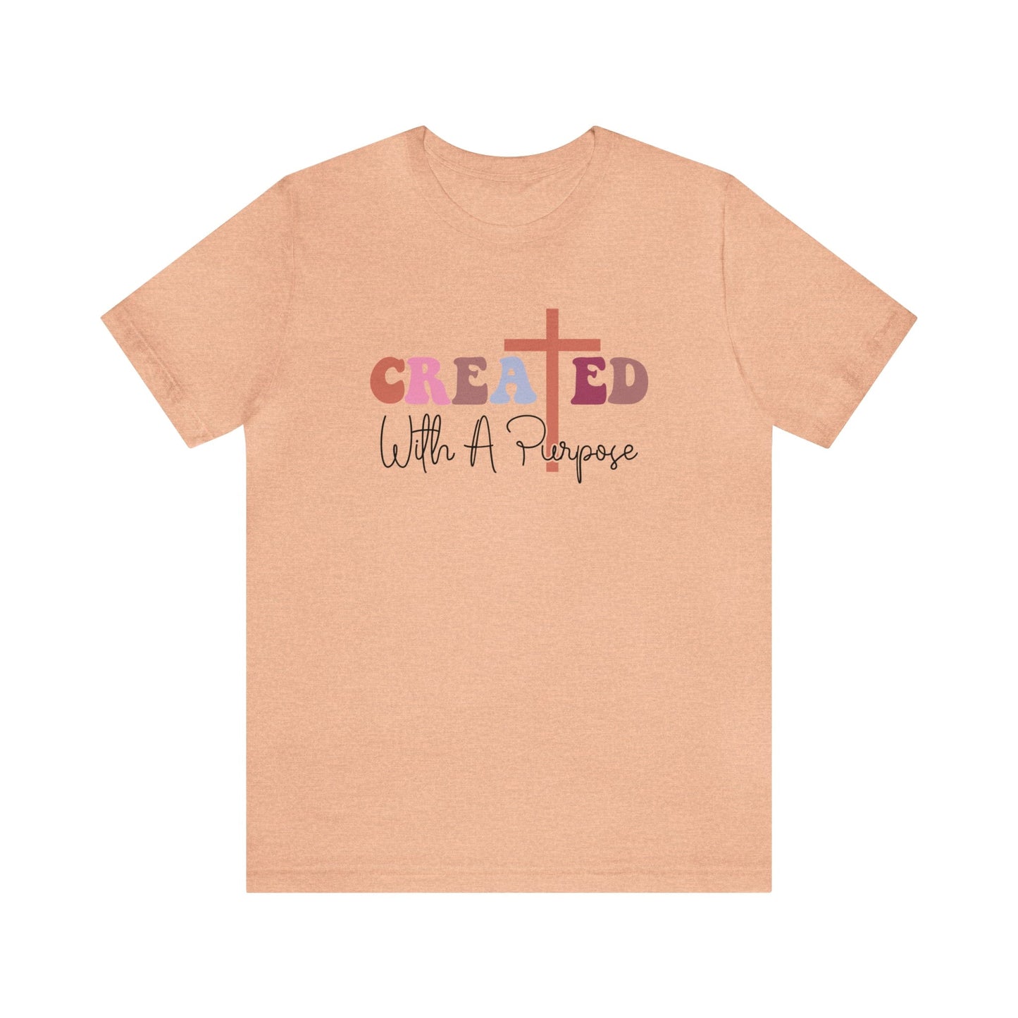 T-Shirt Heather Peach / S Created With a Purpose | Christian | Retro | Jersey Short Sleeve Tee