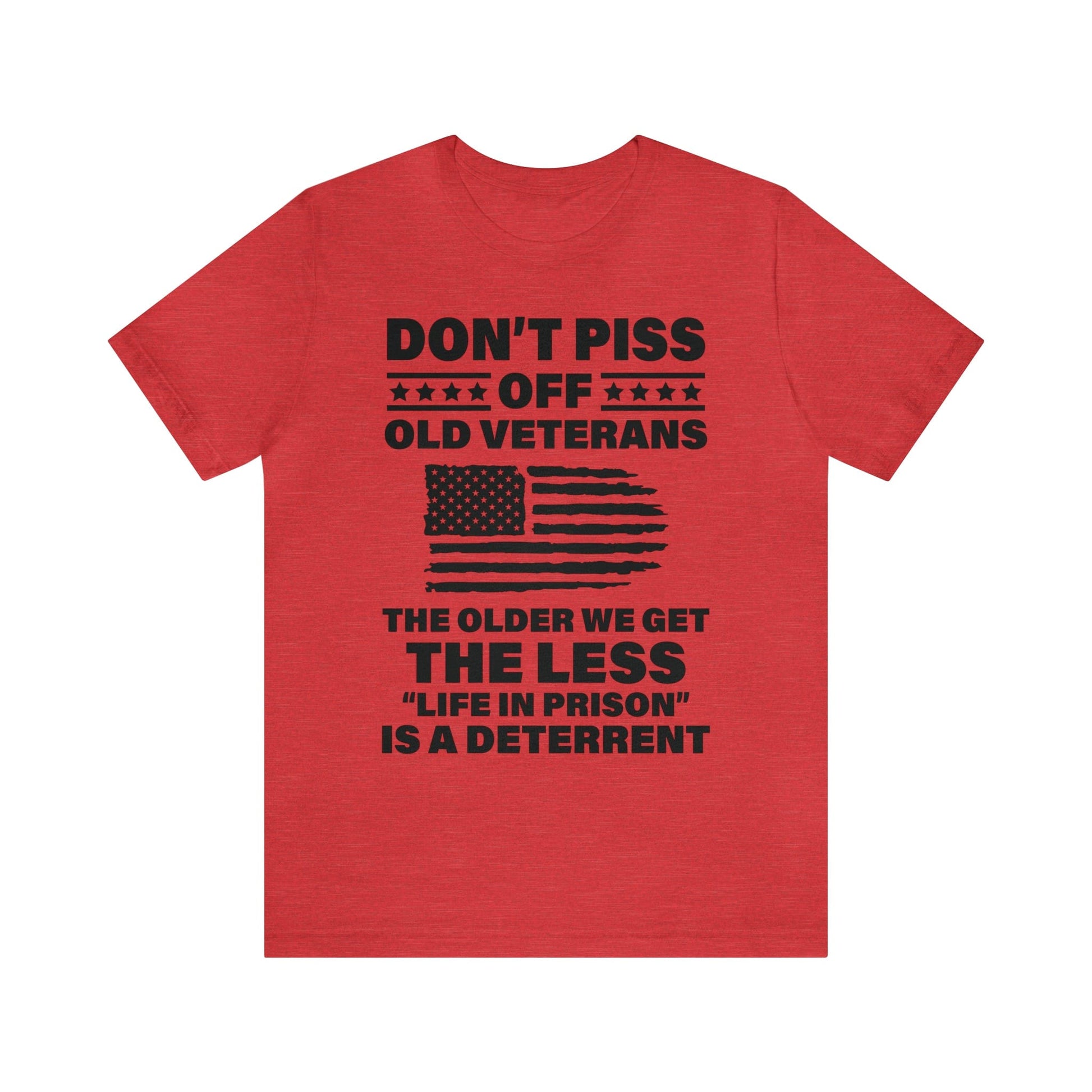 T-Shirt Heather Red / XS Don't Piss Off Old Veterans | US Veteran | Jersey Short Sleeve Tee