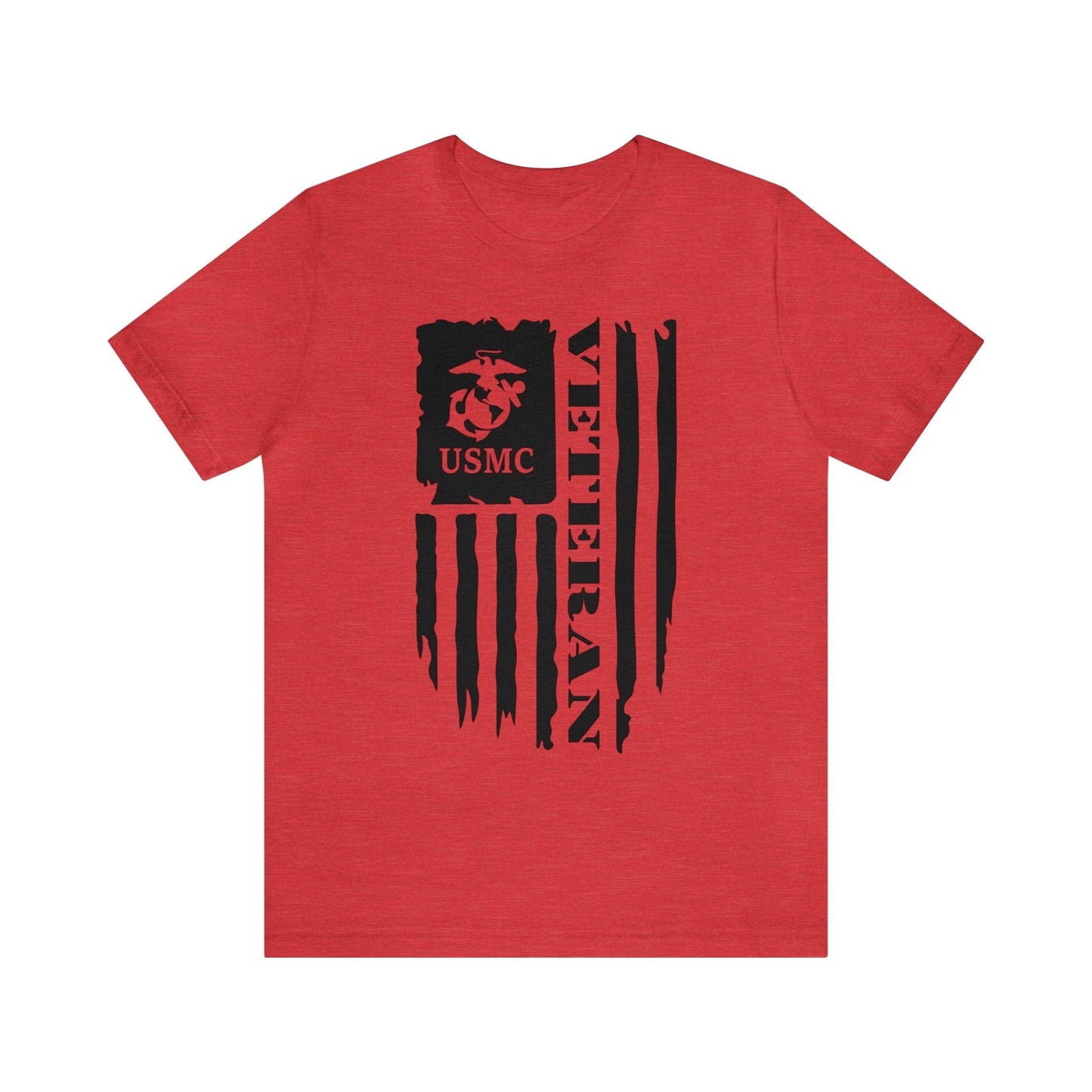 T-Shirt Heather Red / XS US Marine Corps Veteran | Flag | USMC | Jersey Short Sleeve Tee