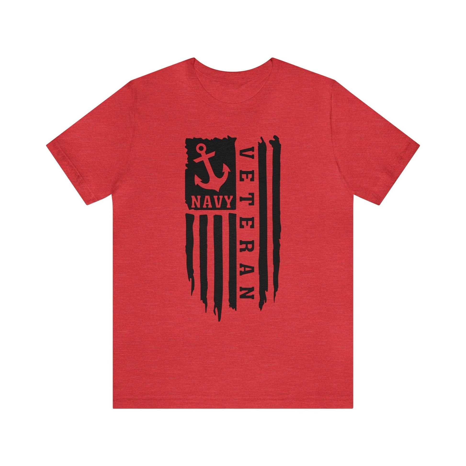 T-Shirt Heather Red / XS US Navy Veteran | Flag | Jersey Short Sleeve Tee