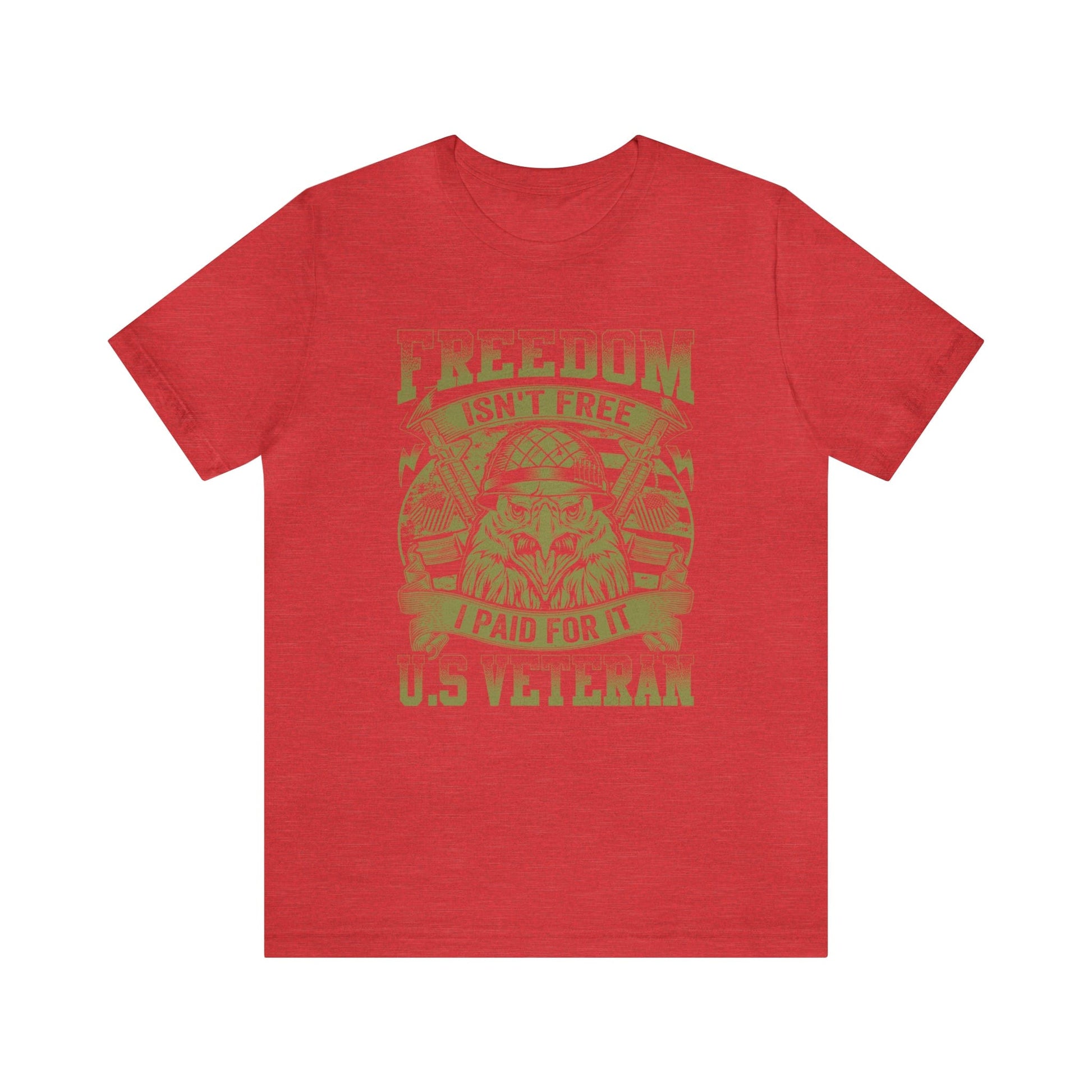 T-Shirt Heather Red / XS US Veteran | Freedom Isn't Free | Jersey Short Sleeve Tee