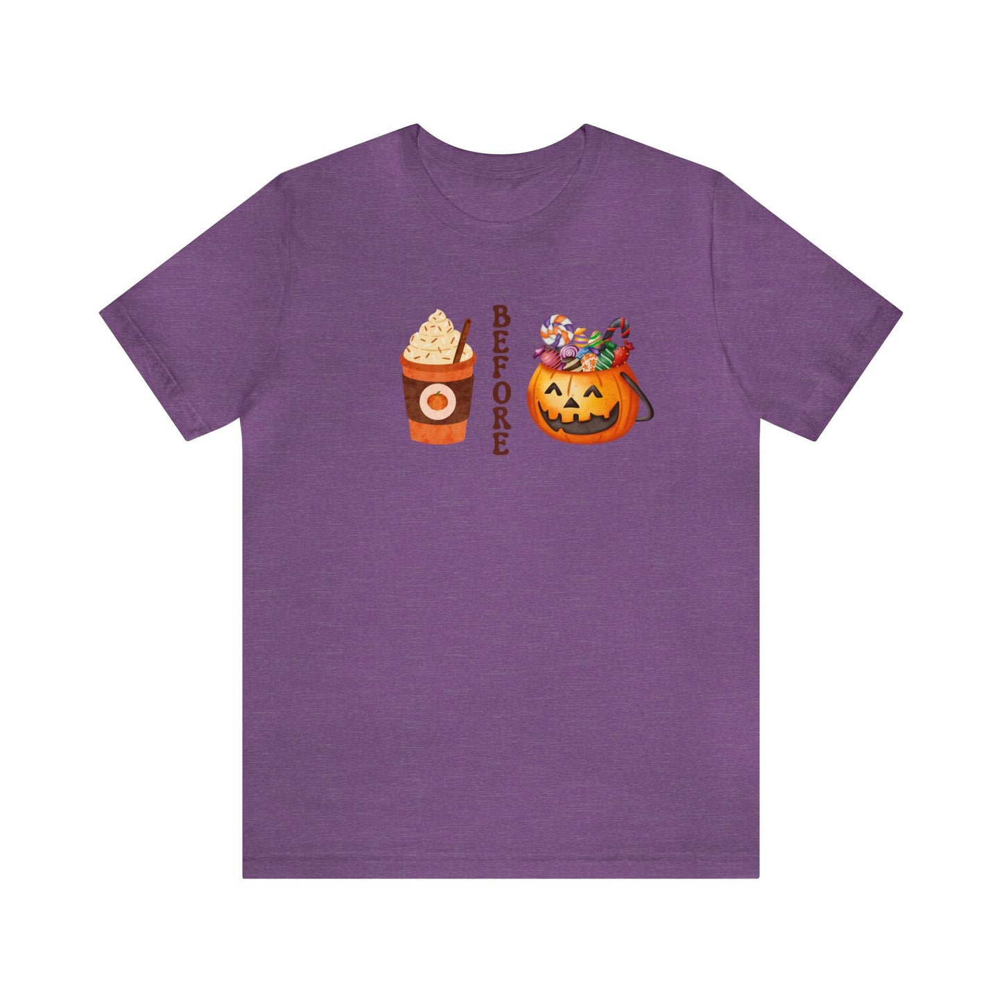 T-Shirt Heather Team Purple / XS Coffee Before Candy | Fall | Pumpkin Spice | Retro | Jersey Short Sleeve Tee