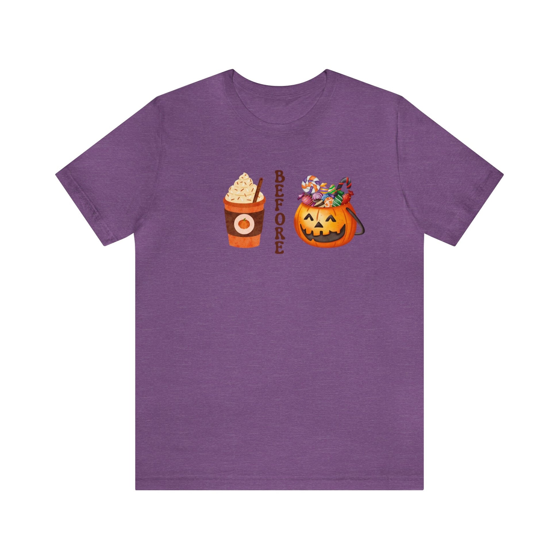 T-Shirt Heather Team Purple / XS Coffee Before Candy | Fall | Pumpkin Spice | Retro | Jersey Short Sleeve Tee