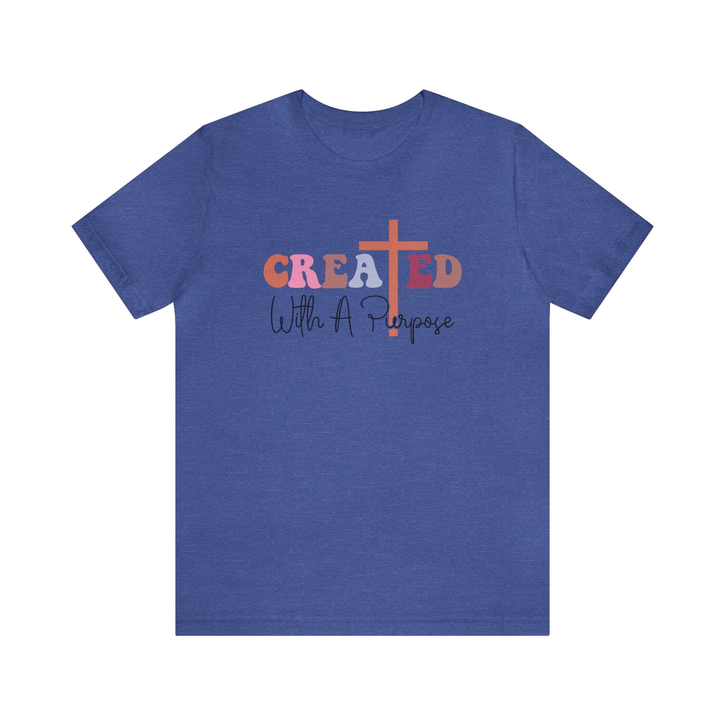 T-Shirt Heather True Royal / S Created With a Purpose | Christian | Retro | Jersey Short Sleeve Tee