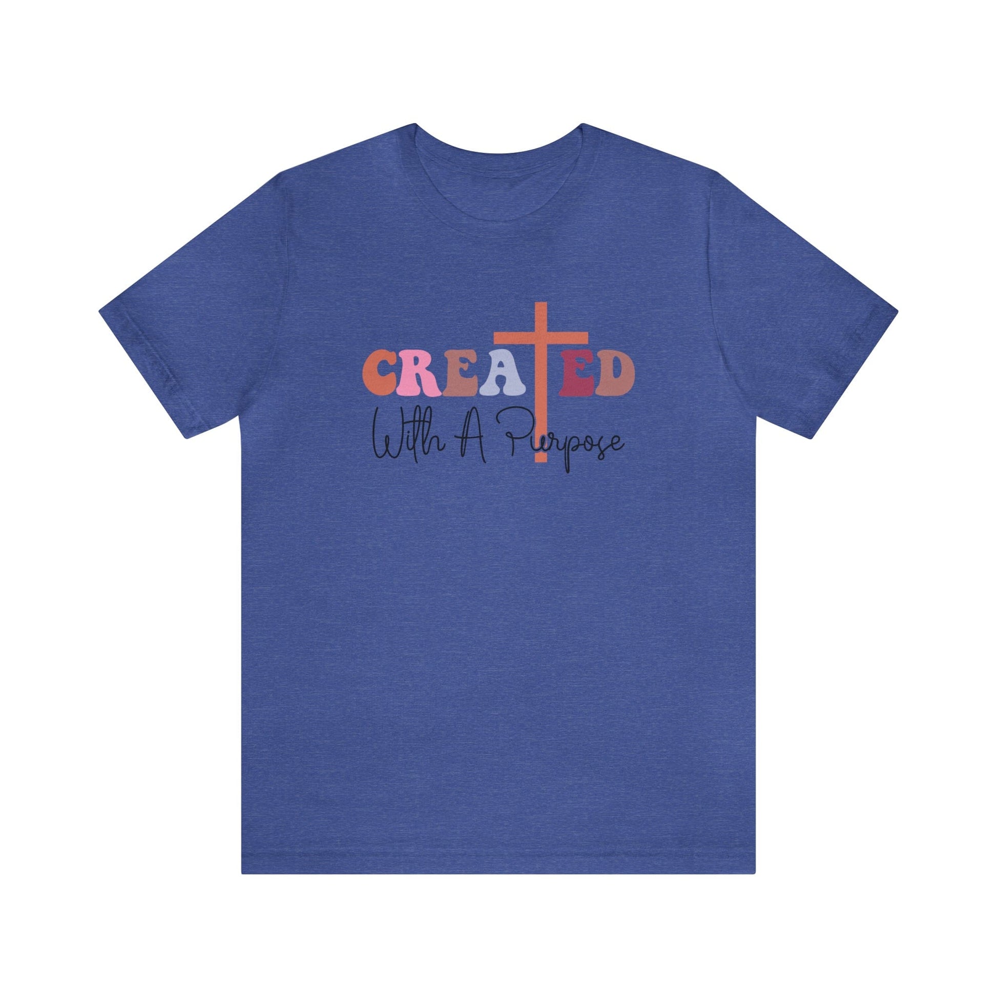 T-Shirt Heather True Royal / S Created With a Purpose | Christian | Retro | Jersey Short Sleeve Tee