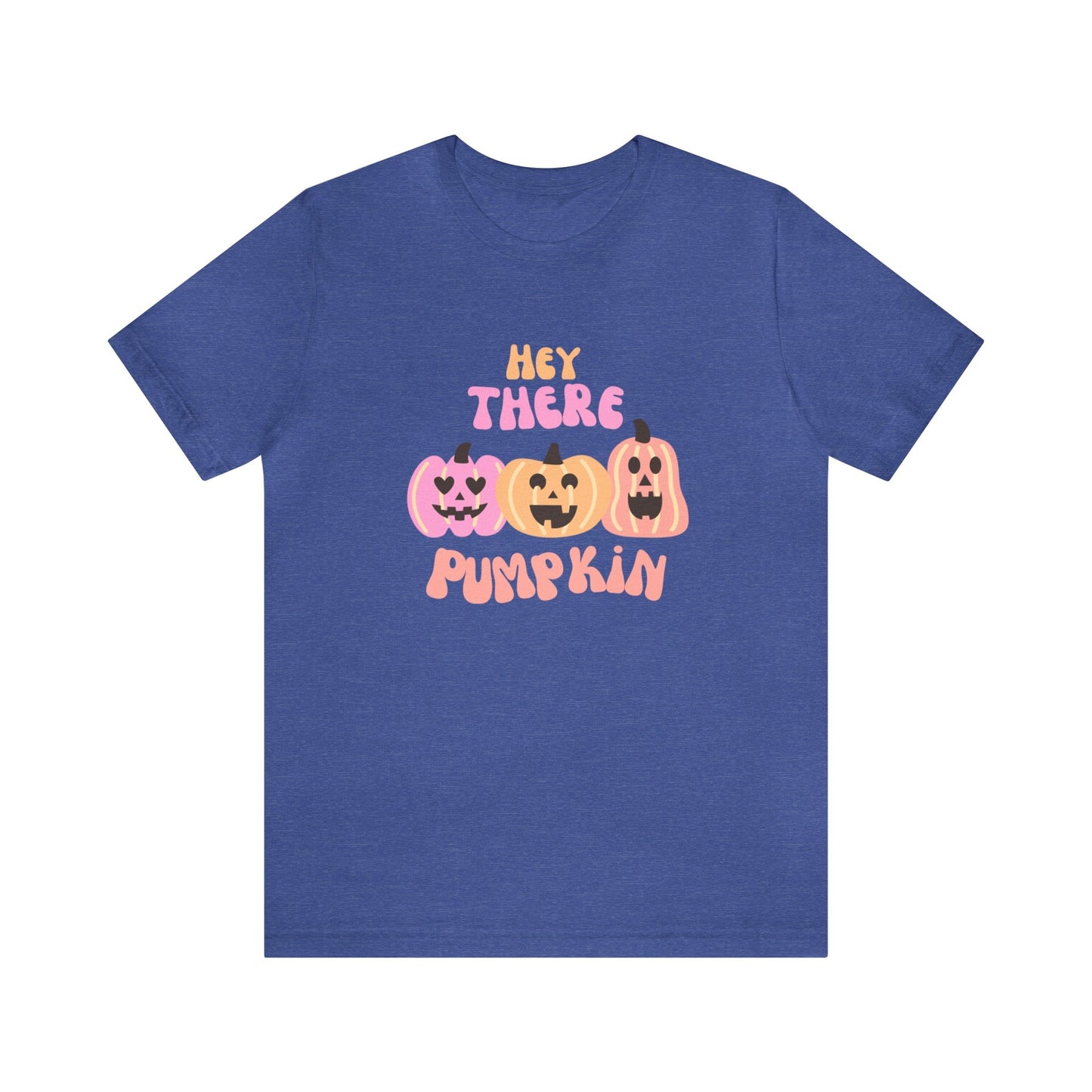 T-Shirt Heather True Royal / S Hey There Pumpkin | Retro | Jersey Short Sleeve Tee