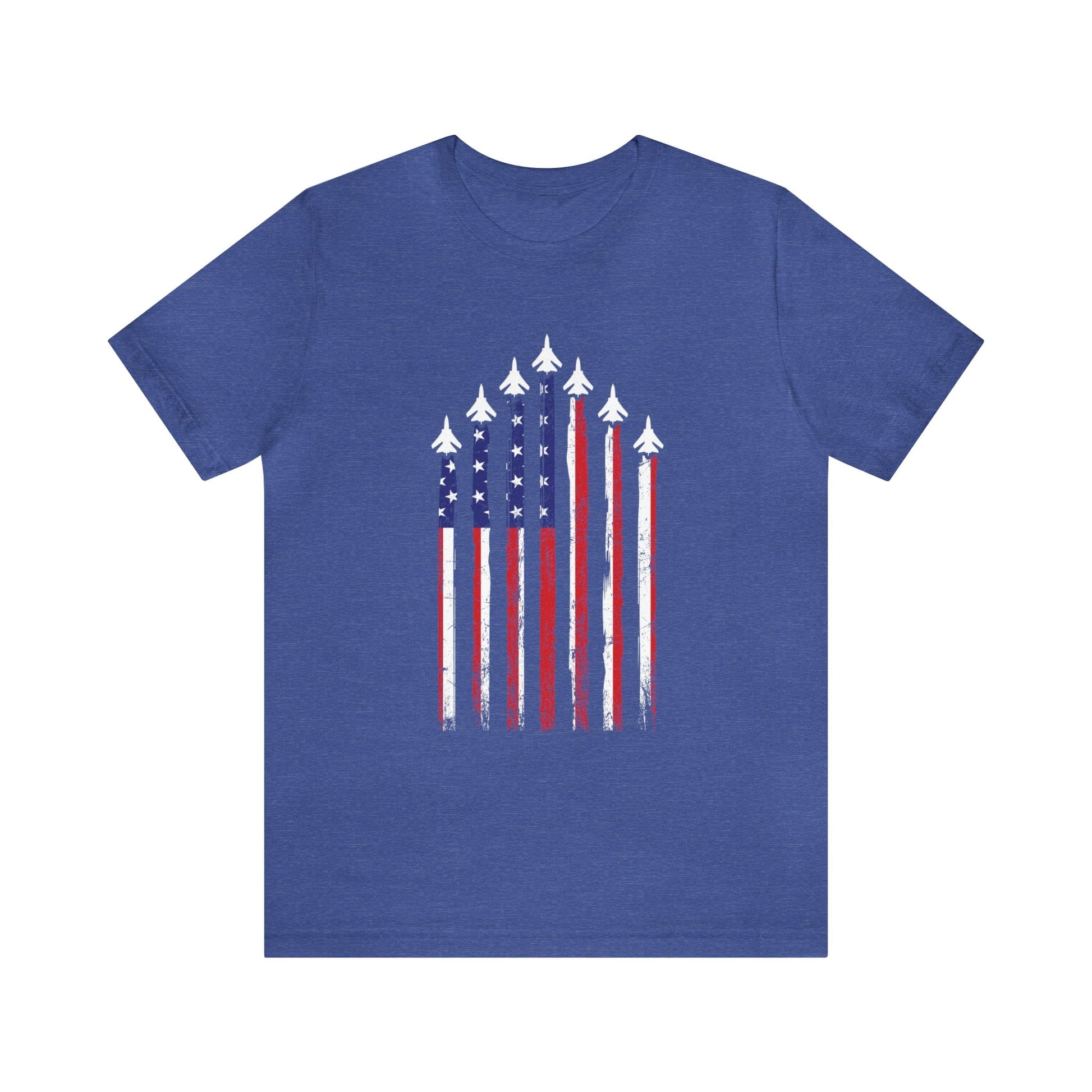 T-Shirt Heather True Royal / XS Flag with Planes | US Air Force | Combat Pilots | Jersey Short Sleeve Tee