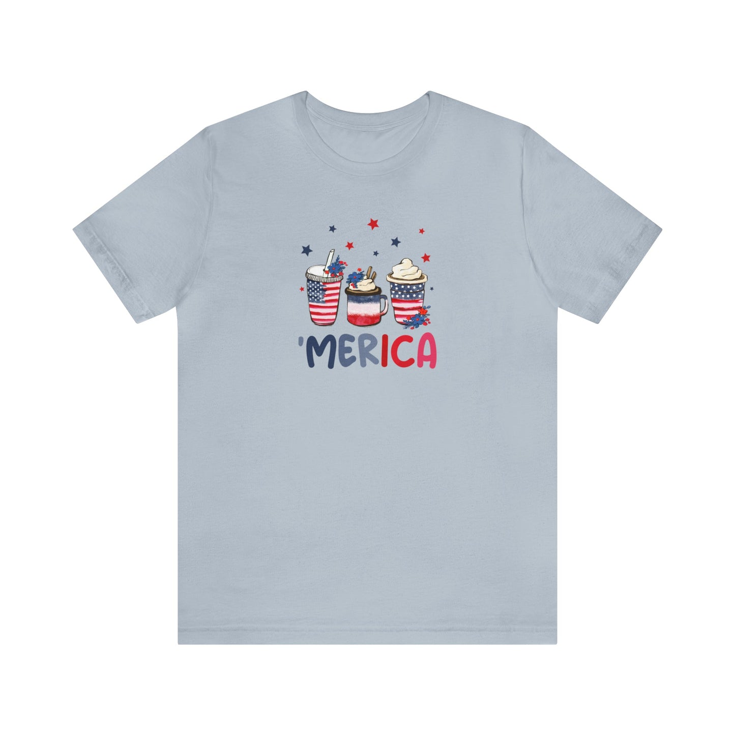 T-Shirt Light Blue / S 'Merica and Coffee | Patriotic Coffee | Jersey Short Sleeve Tee