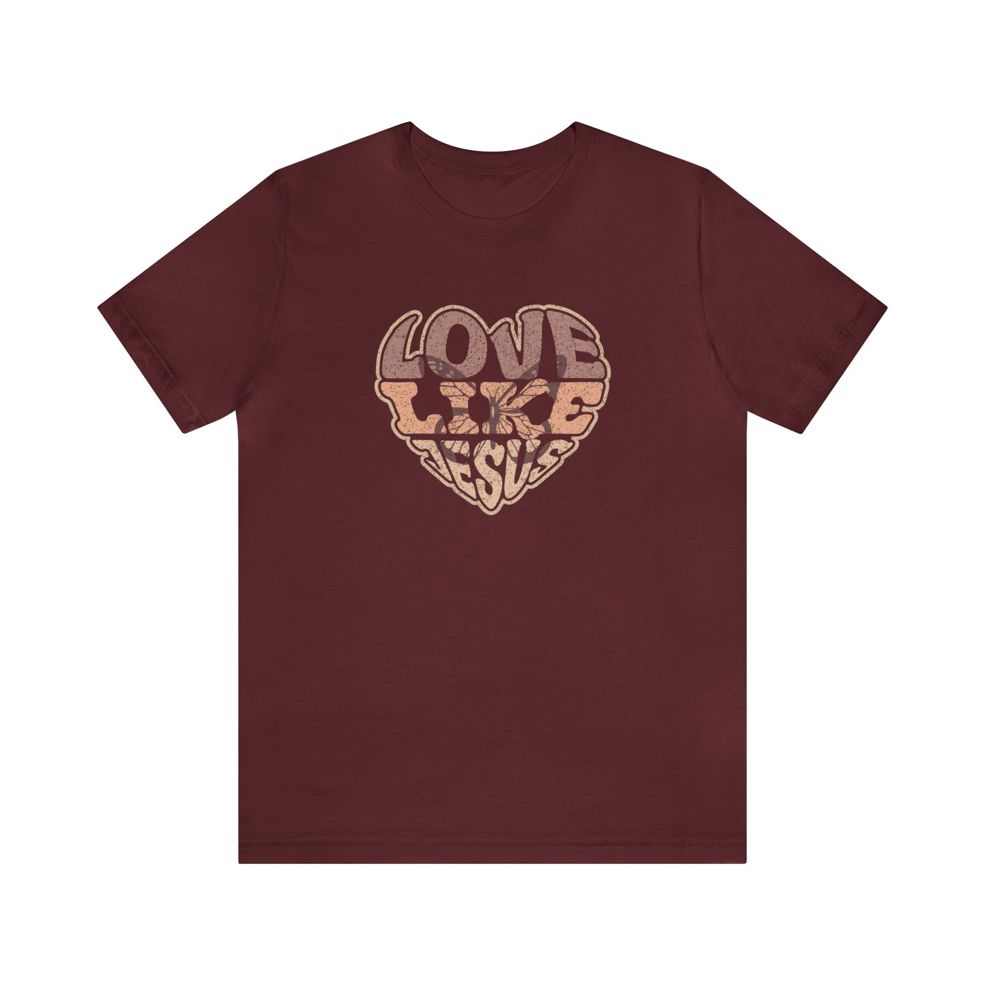 T-Shirt Maroon / S Love Like Jesus | Christian | Retro | Jersey Short Sleeve Tee