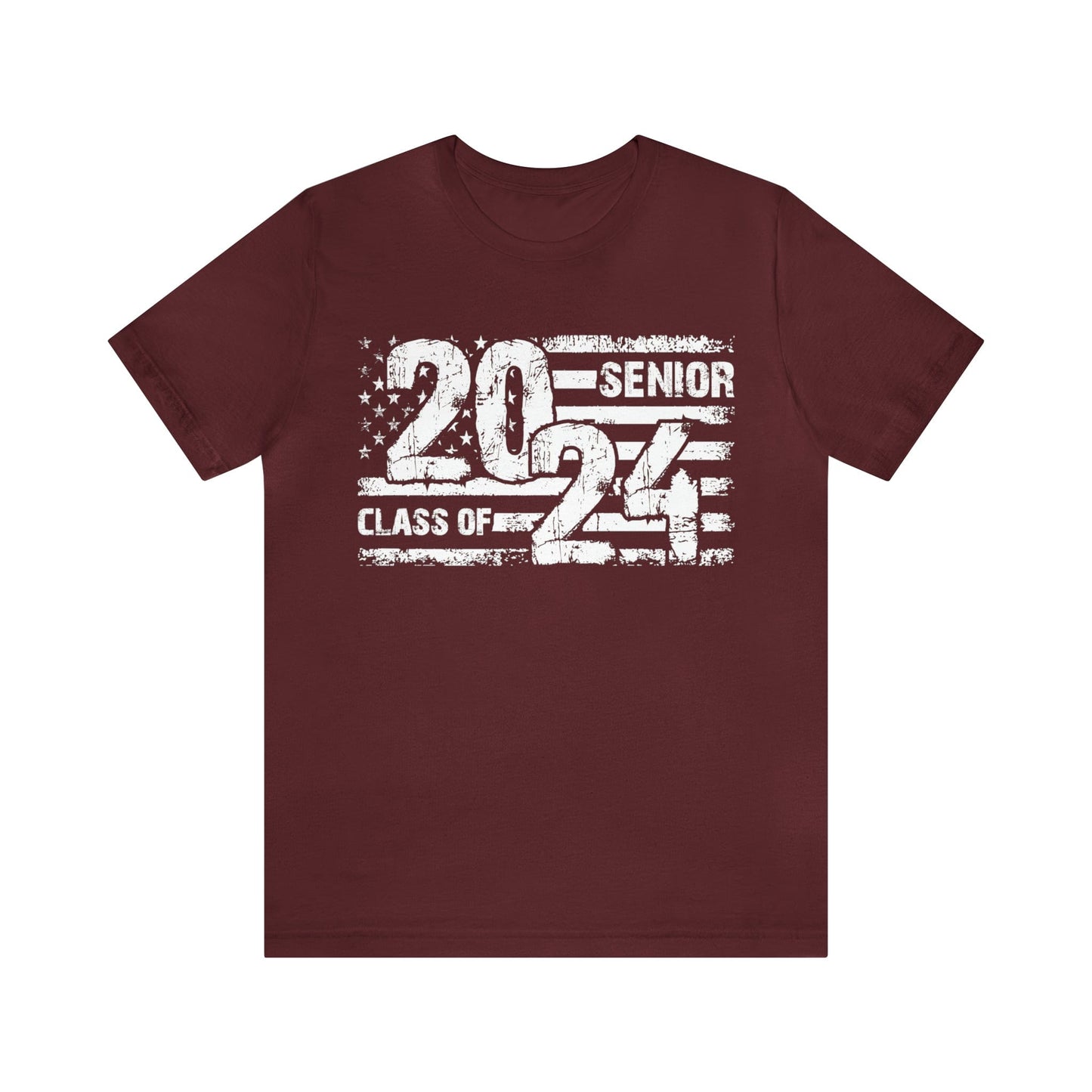 T-Shirt Maroon / S Senior Year | 2024 | Flag| Patriotic | Jersey Short Sleeve Tee