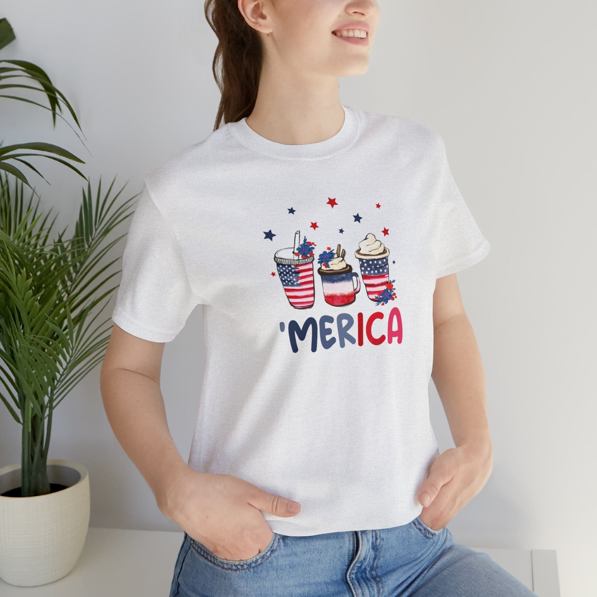 T-Shirt 'Merica and Coffee | Patriotic Coffee | Jersey Short Sleeve Tee