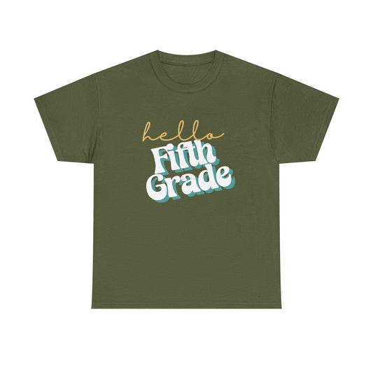 T-Shirt Military Green / S Hello Fifth Grade | Retro | ADULT Sizes | Cotton Tee