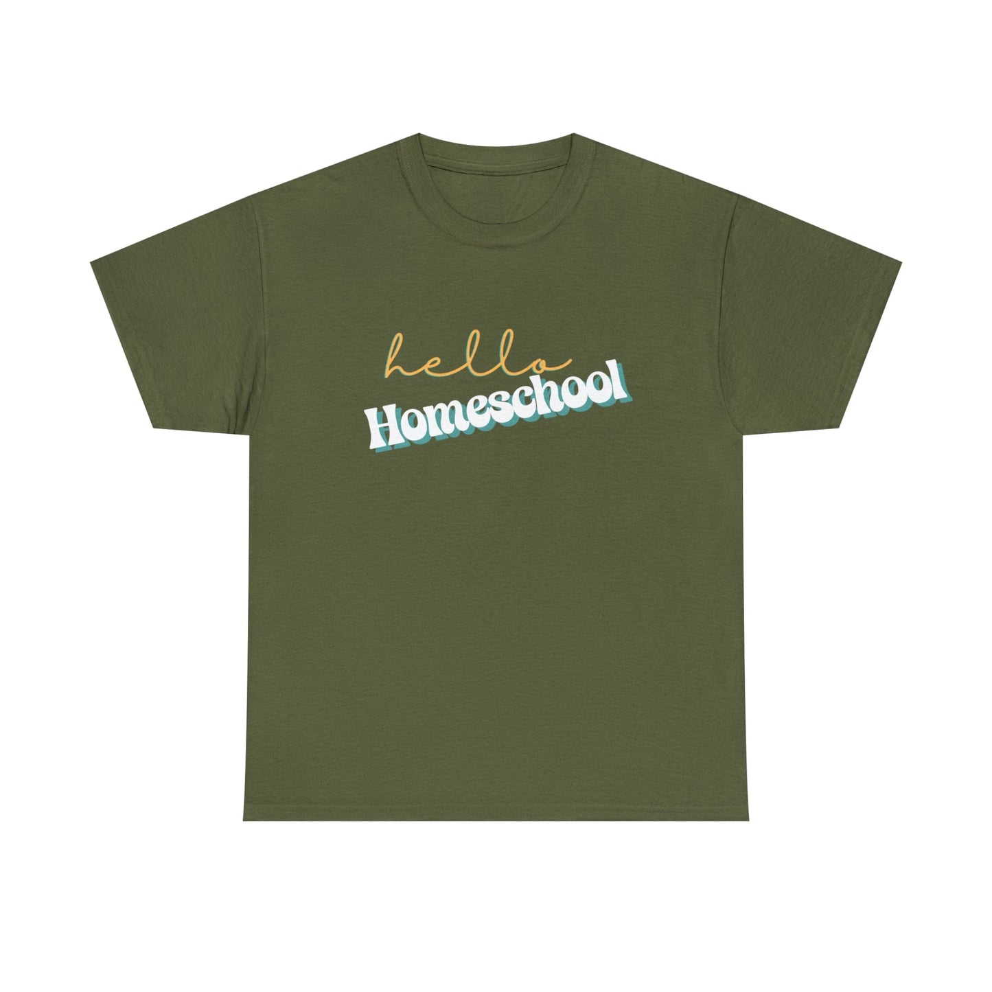 T-Shirt Military Green / S Hello Homeschool | Retro | ADULT Sizes | Cotton Tee