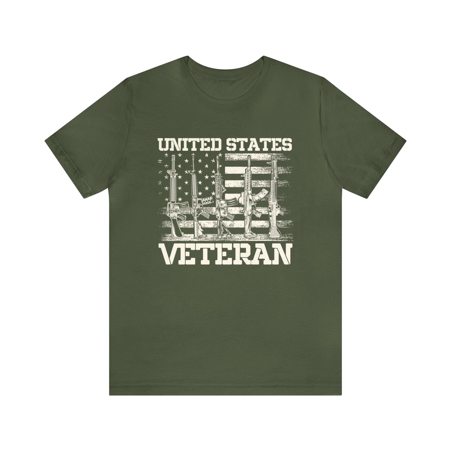 T-Shirt Military Green / XS United States Veteran | Flag | Jersey Short Sleeve Tee