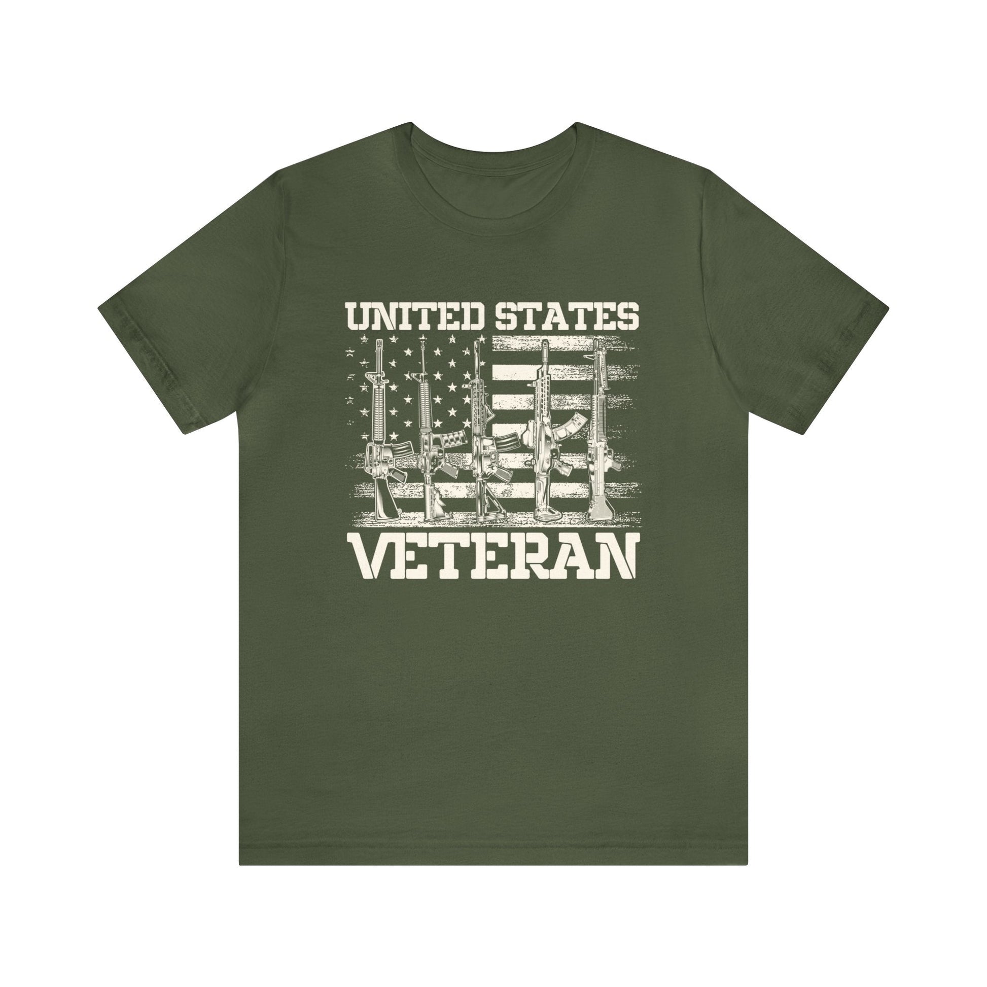 T-Shirt Military Green / XS United States Veteran | Flag | Jersey Short Sleeve Tee