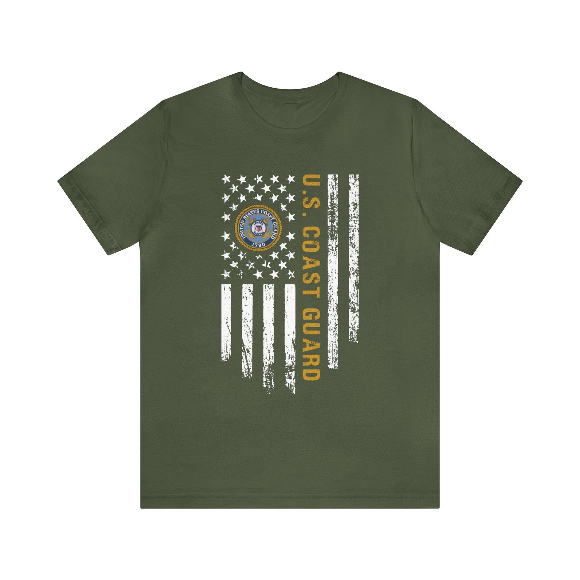 T-Shirt Military Green / XS US Coast Guard | Flag | Jersey Short Sleeve Tee