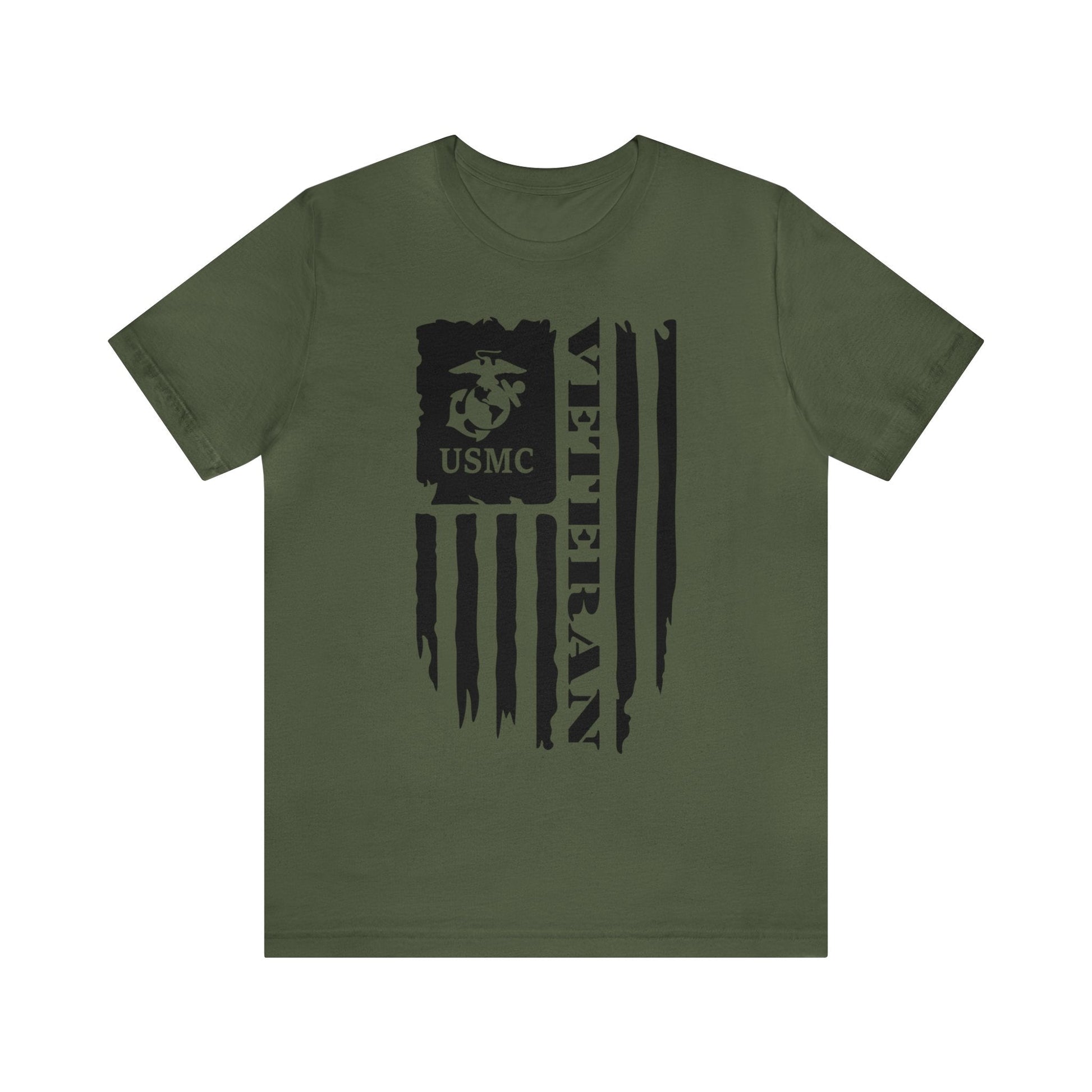 T-Shirt Military Green / XS US Marine Corps Veteran | Flag | USMC | Jersey Short Sleeve Tee