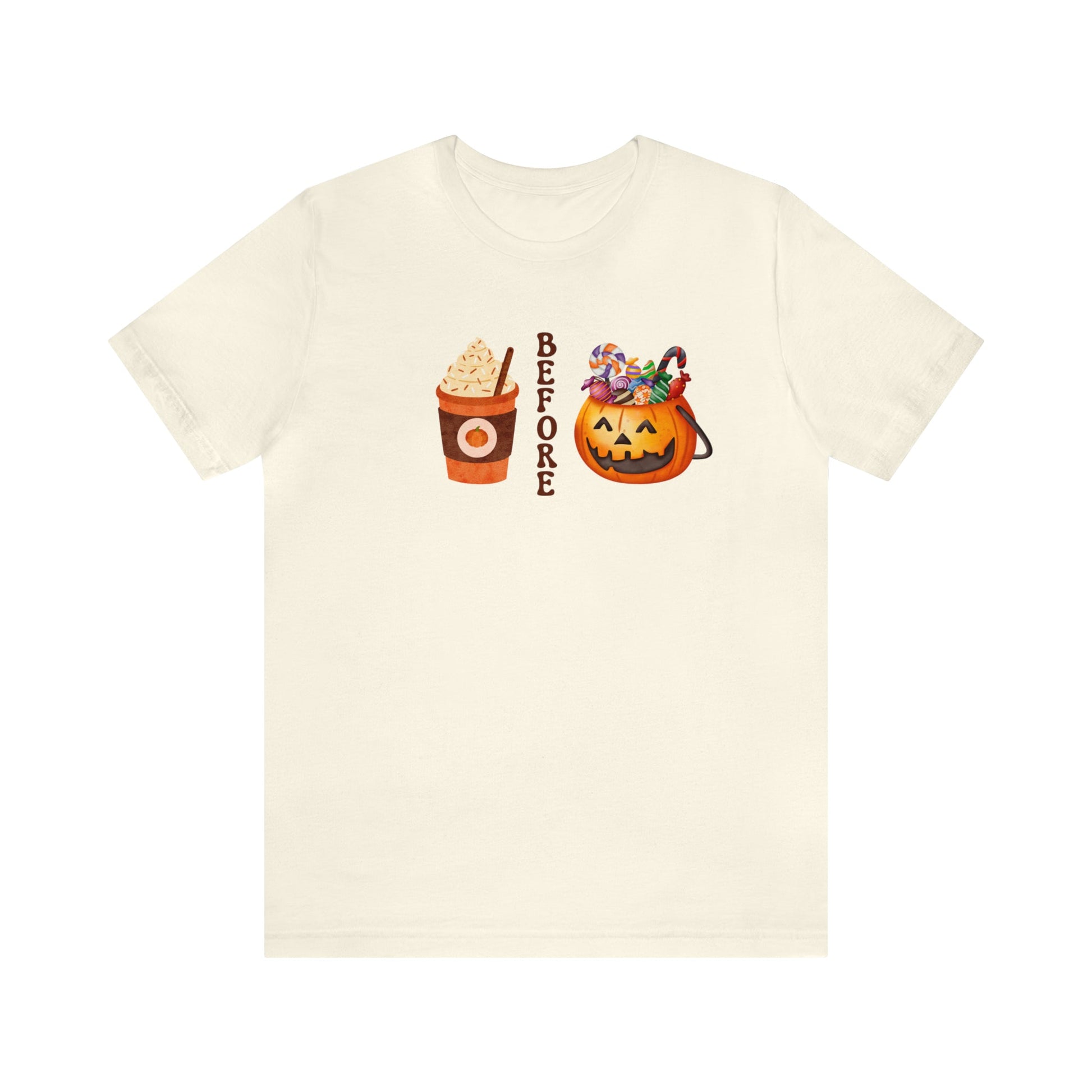 T-Shirt Natural / S Coffee Before Candy | Fall | Pumpkin Spice | Retro | Jersey Short Sleeve Tee