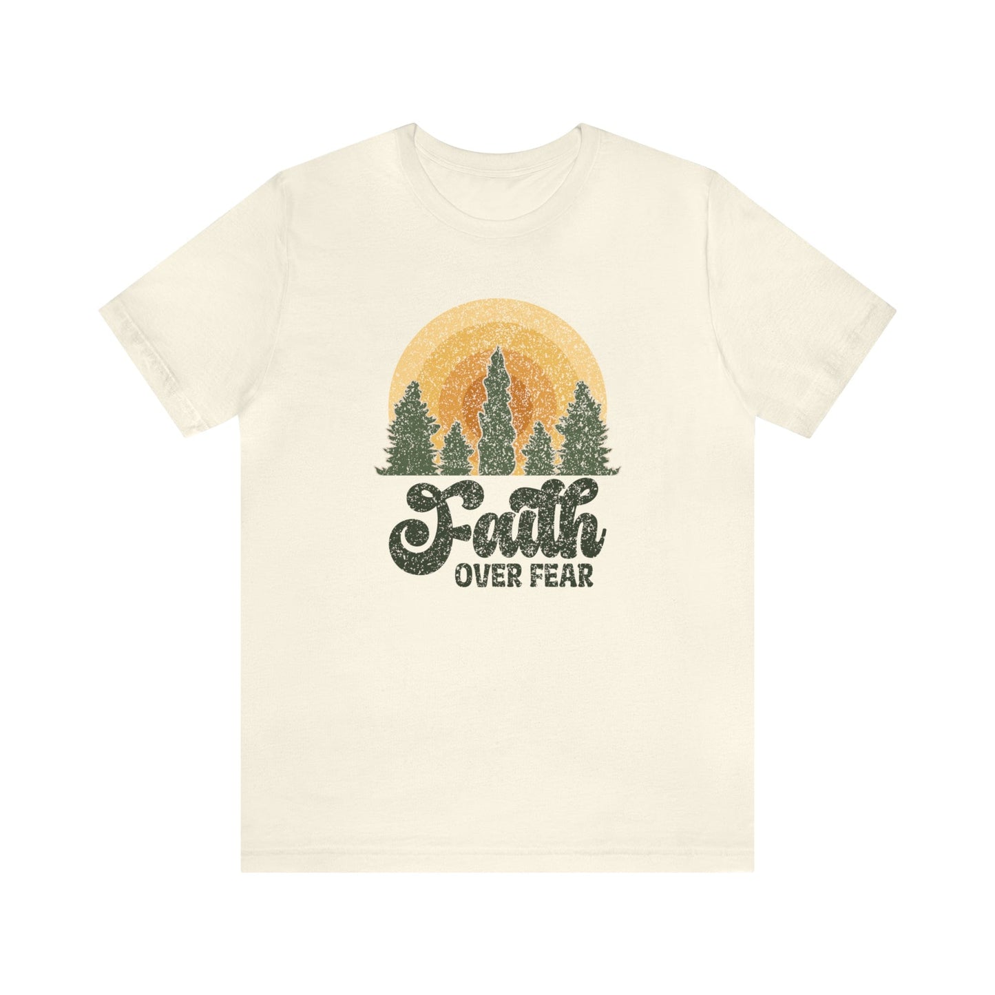 T-Shirt Natural / S Faith Over Fear | Christian | Retro | Jersey Short Sleeve Tee