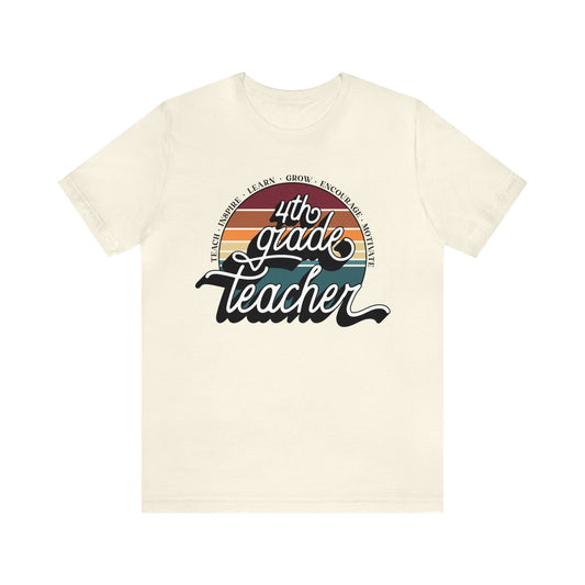 T-Shirt Natural / S Fourth Grade Teacher | Retro | Jersey Short Sleeve Tee