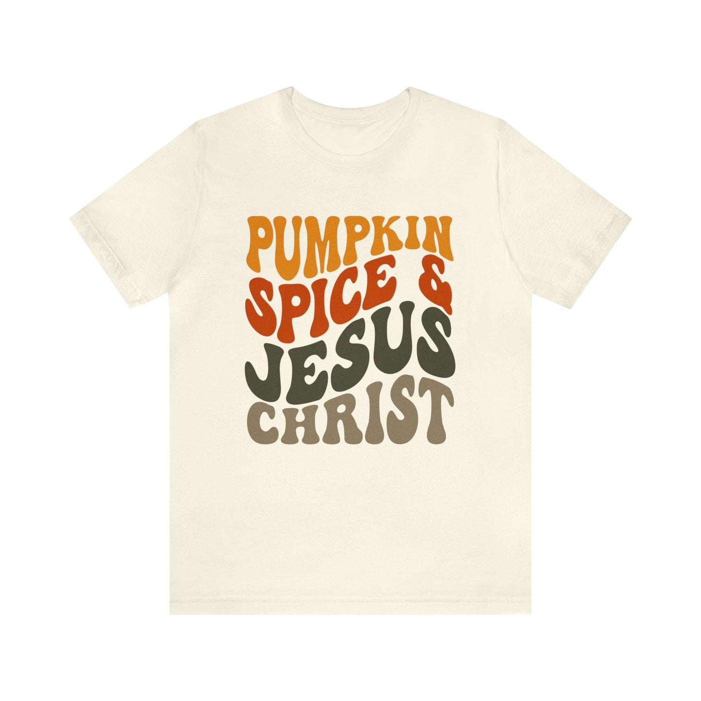 T-Shirt Natural / S Pumpkin Spice & Jesus Christ | Retro | Jersey Short Sleeve Tee