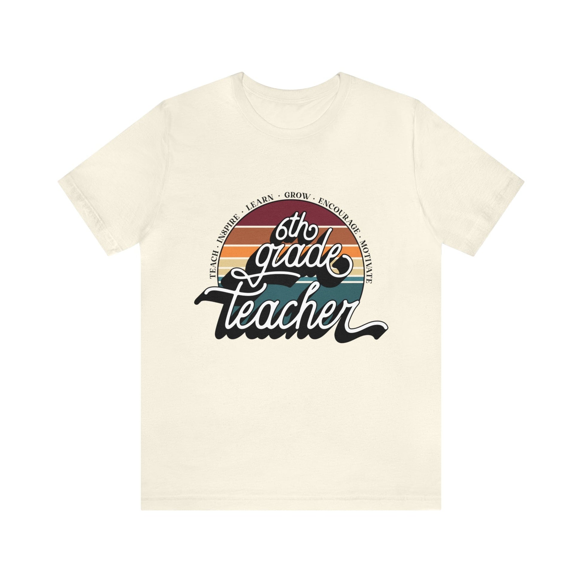 T-Shirt Natural / S Sixth Grade Teacher | Retro | Jersey Short Sleeve Tee