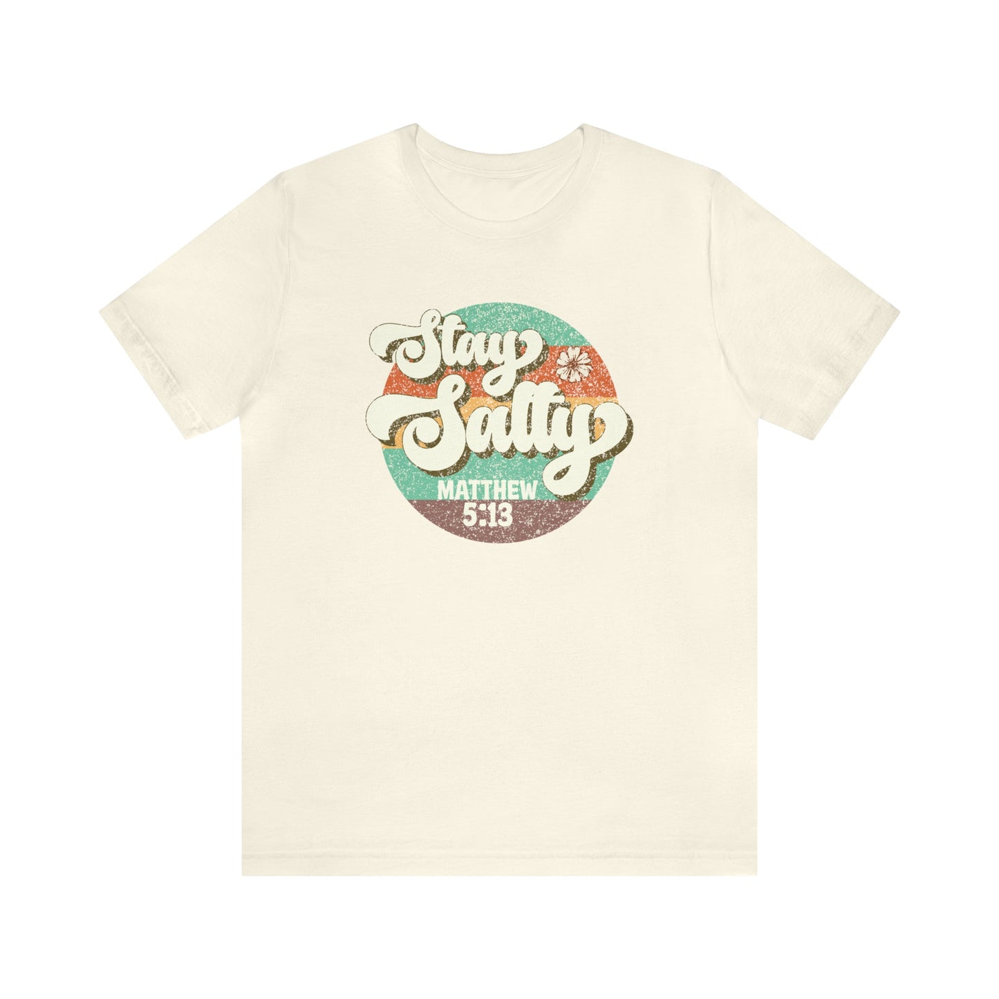 T-Shirt Natural / S Stay Salty | Matthew 5:13 | Christian | Retro | Jersey Short Sleeve Tee