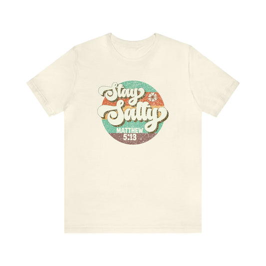 T-Shirt Natural / S Stay Salty | Matthew 5:13 | Christian | Retro | Jersey Short Sleeve Tee