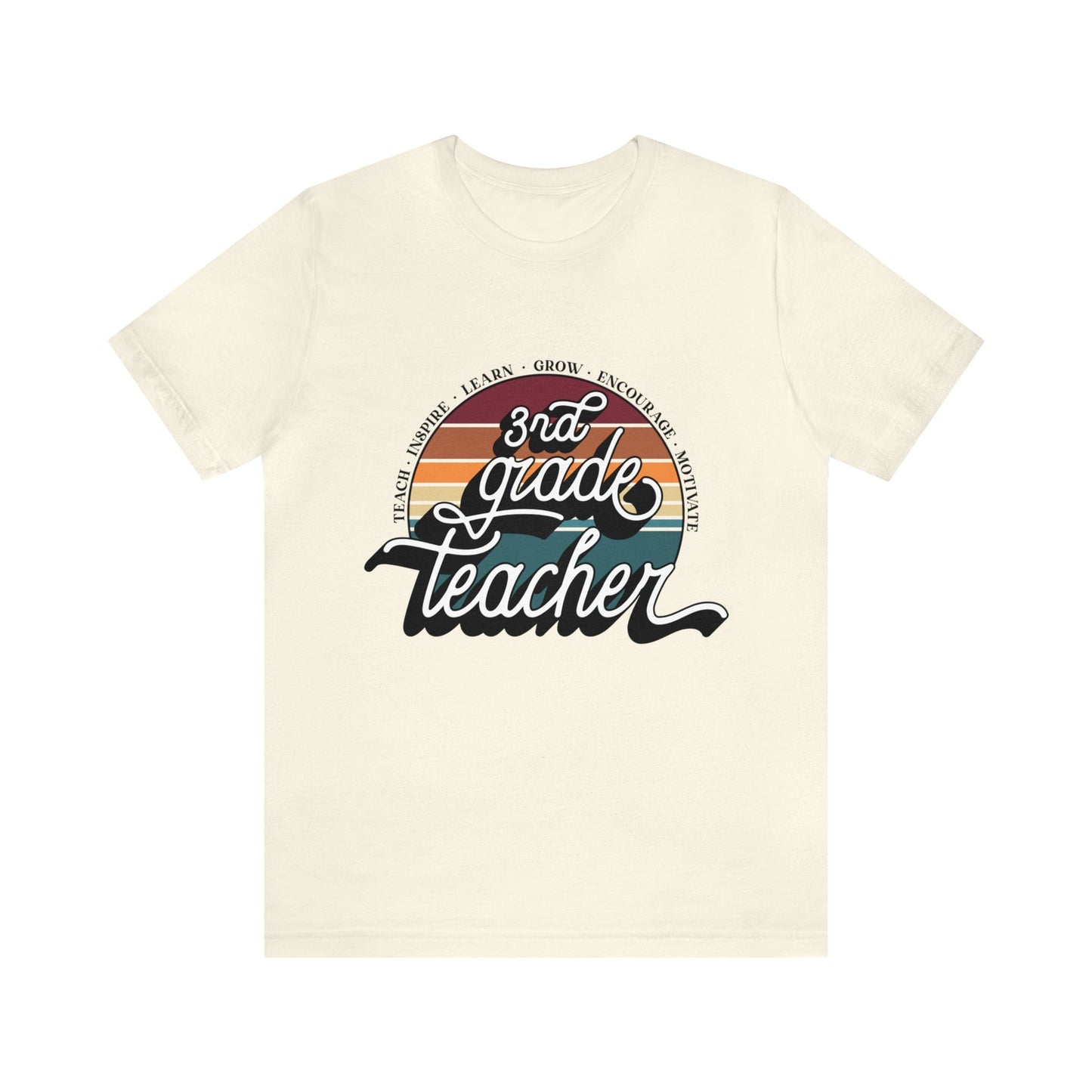 T-Shirt Natural / S Third Grade Teacher | Retro | Jersey Short Sleeve Tee