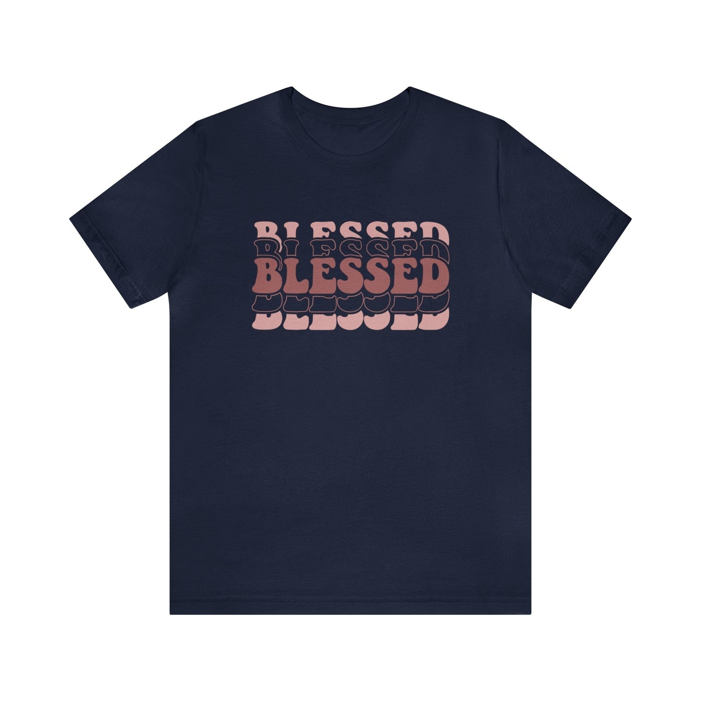 T-Shirt Navy / S Blessed | Christian | Retro | Jersey Short Sleeve Tee