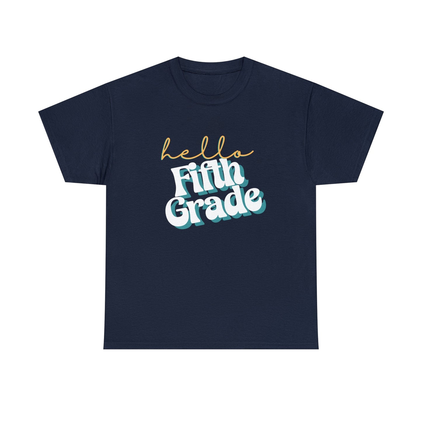 T-Shirt Navy / S Hello Fifth Grade | Retro | ADULT Sizes | Cotton Tee