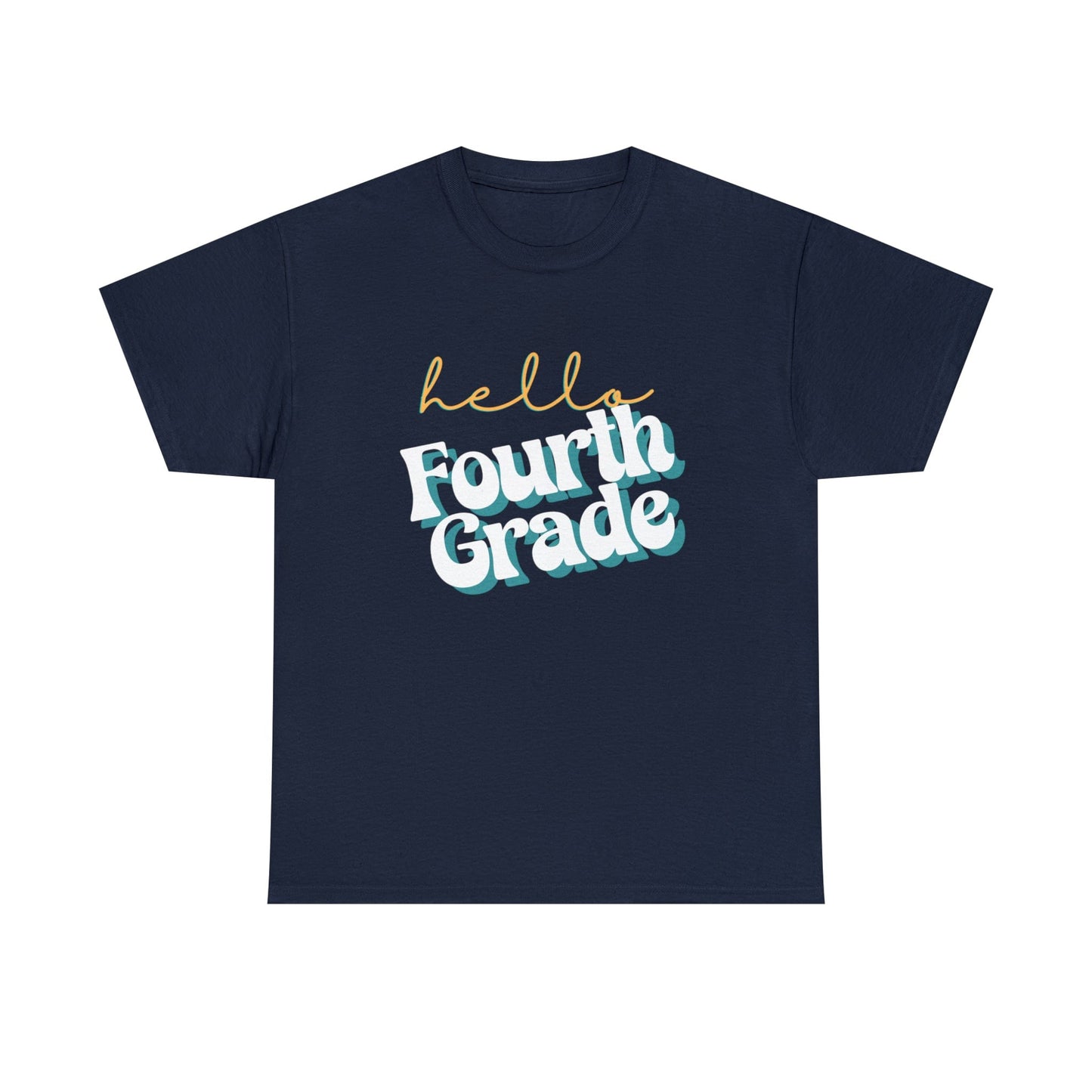 T-Shirt Navy / S Hello Fourth Grade | Retro | ADULT Sizes | Cotton Tee