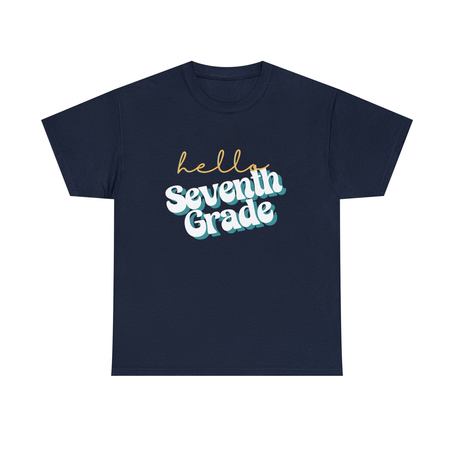 T-Shirt Navy / S Hello Seventh Grade | Retro | ADULT Sizes | CottonTee