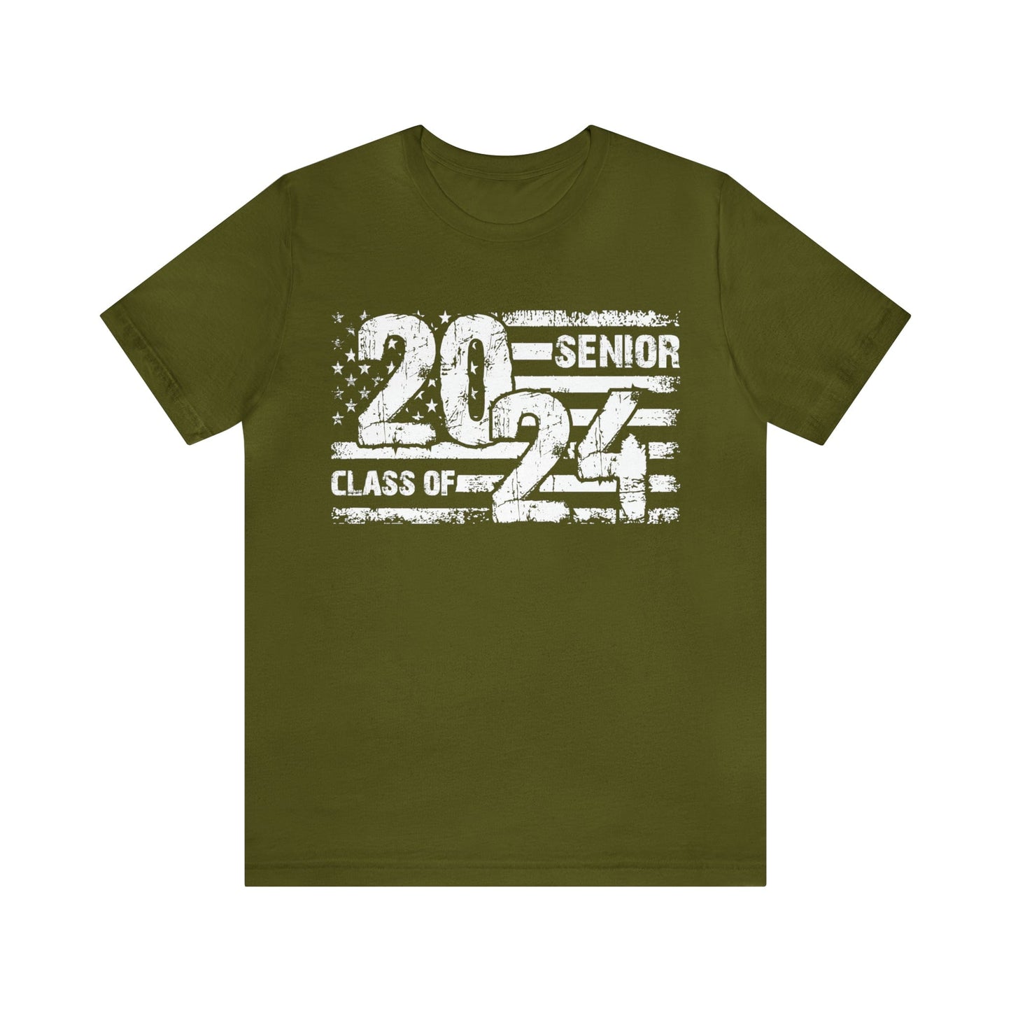 T-Shirt Olive / S Senior Year | 2024 | Flag| Patriotic | Jersey Short Sleeve Tee