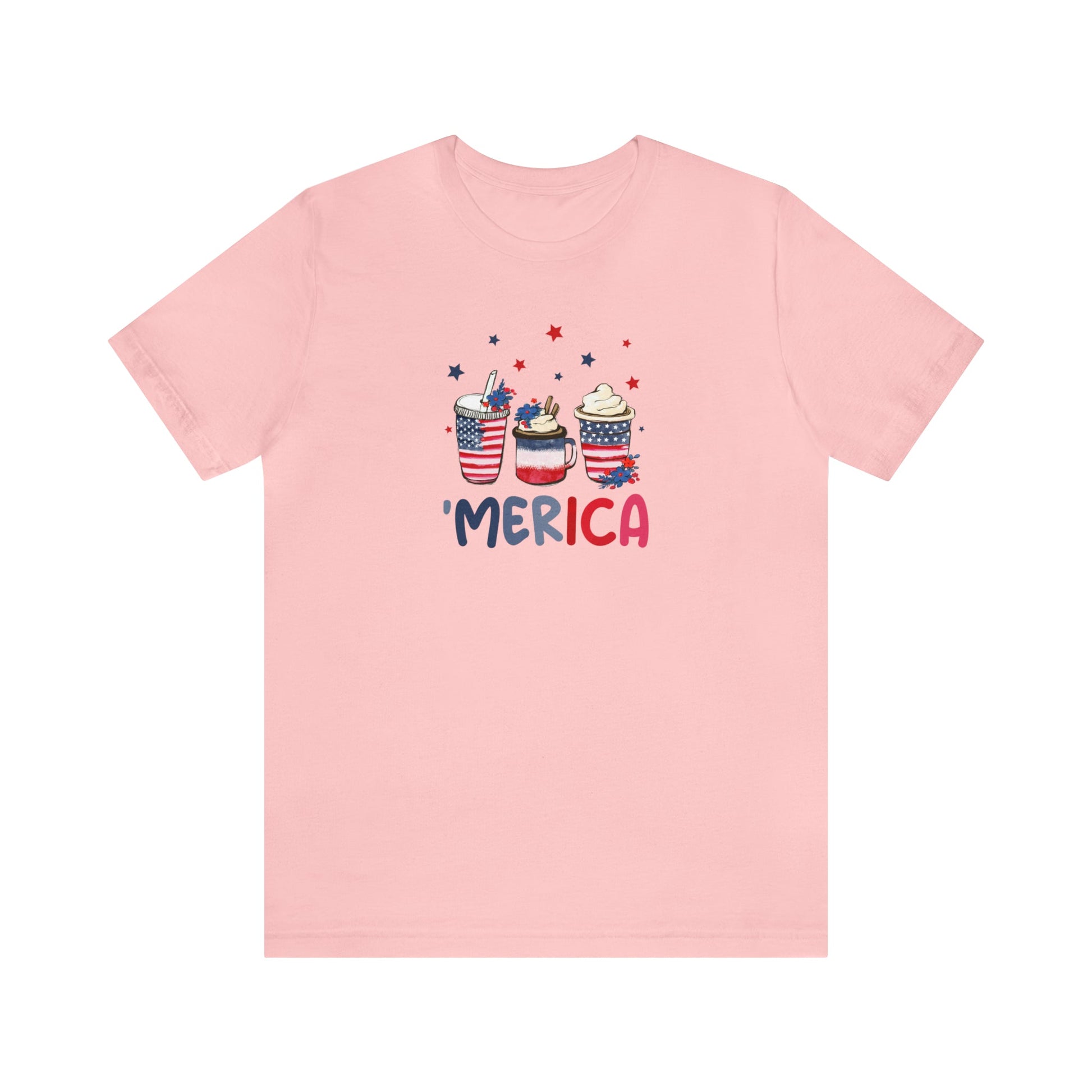 T-Shirt Pink / S 'Merica and Coffee | Patriotic Coffee | Jersey Short Sleeve Tee