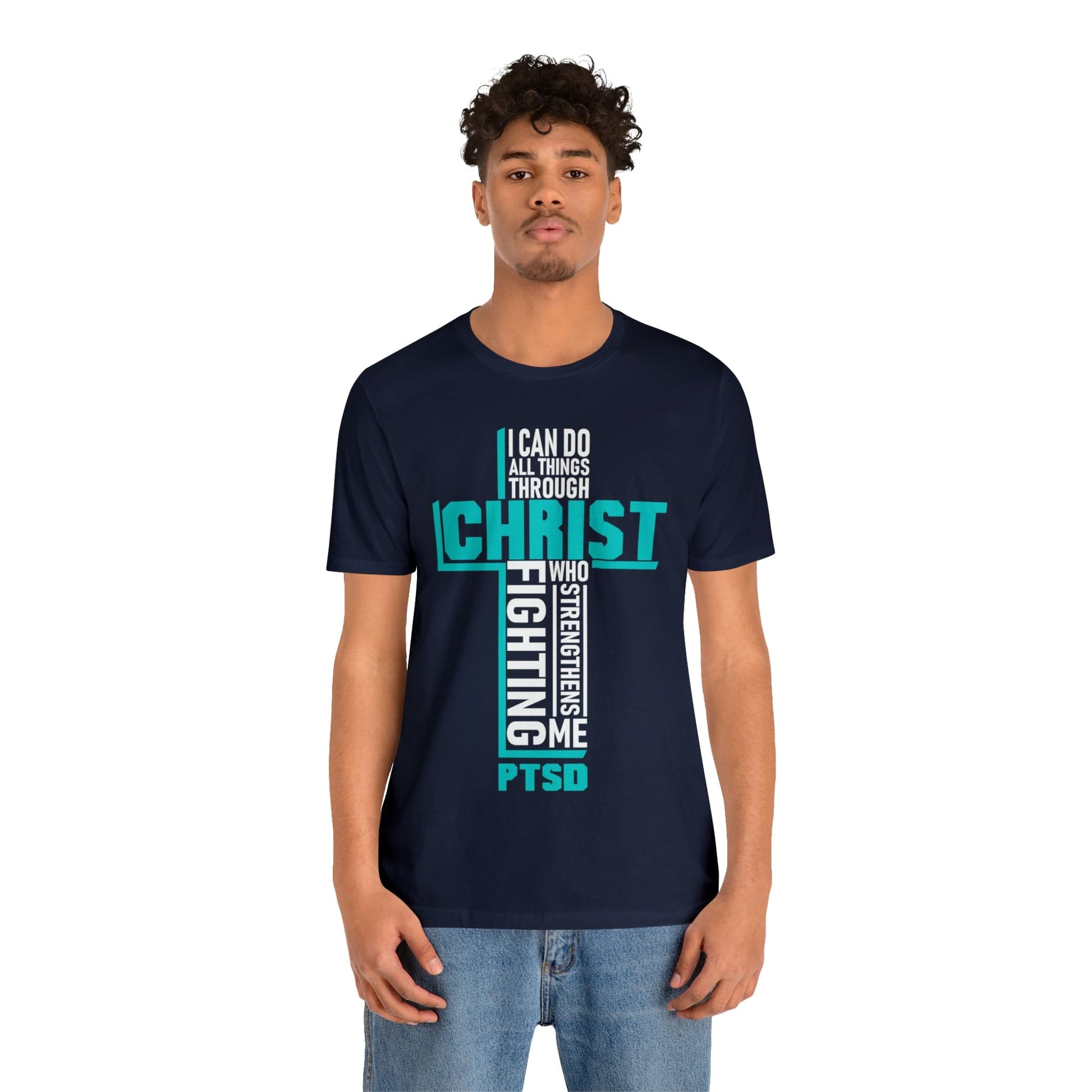 T-Shirt PTSD Awareness | I Can Do All Things Through Christ | Jersey Short Sleeve Tee