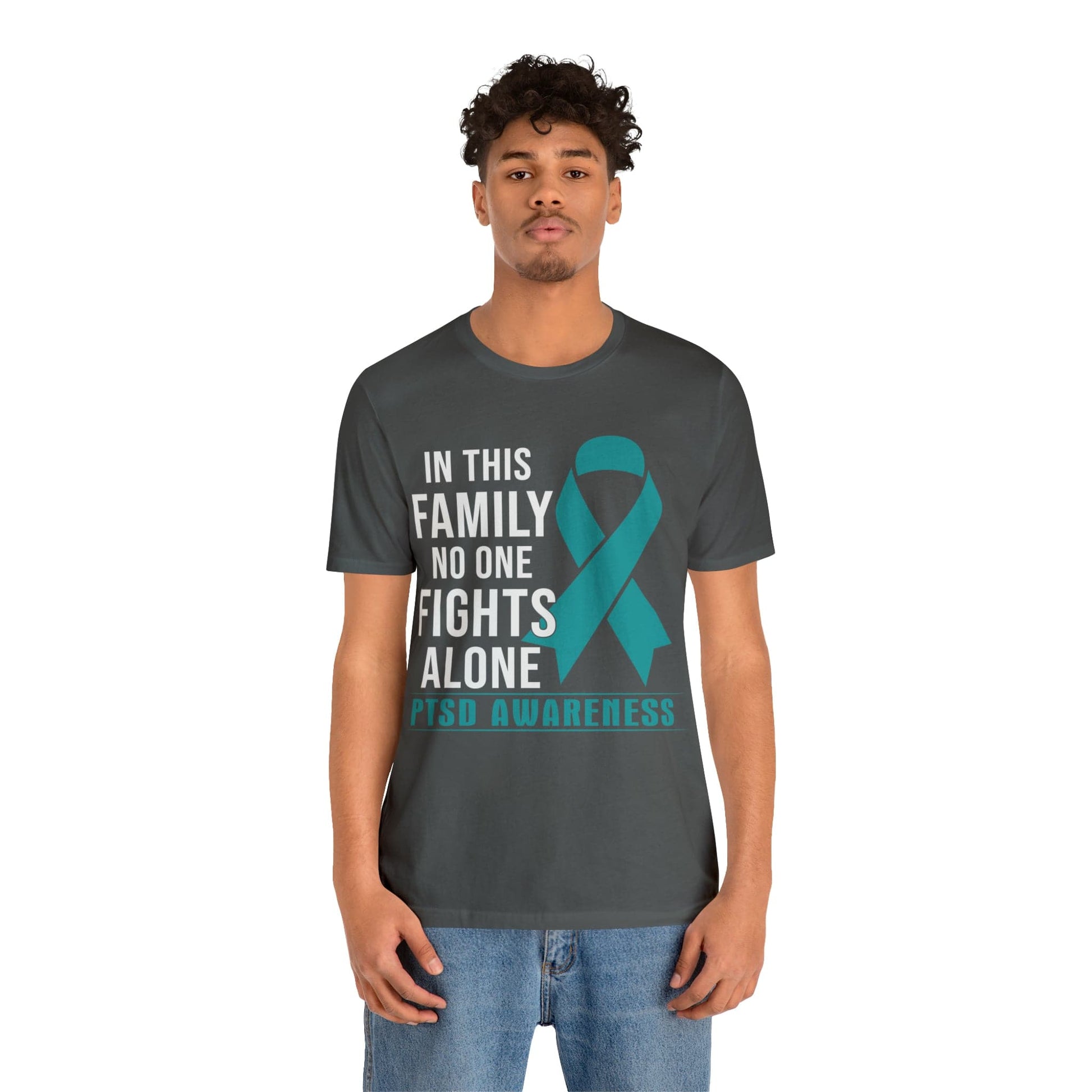 T-Shirt PTSD Awareness | In This Family No One Fights Alone | Unisex Jersey Short Sleeve Tee