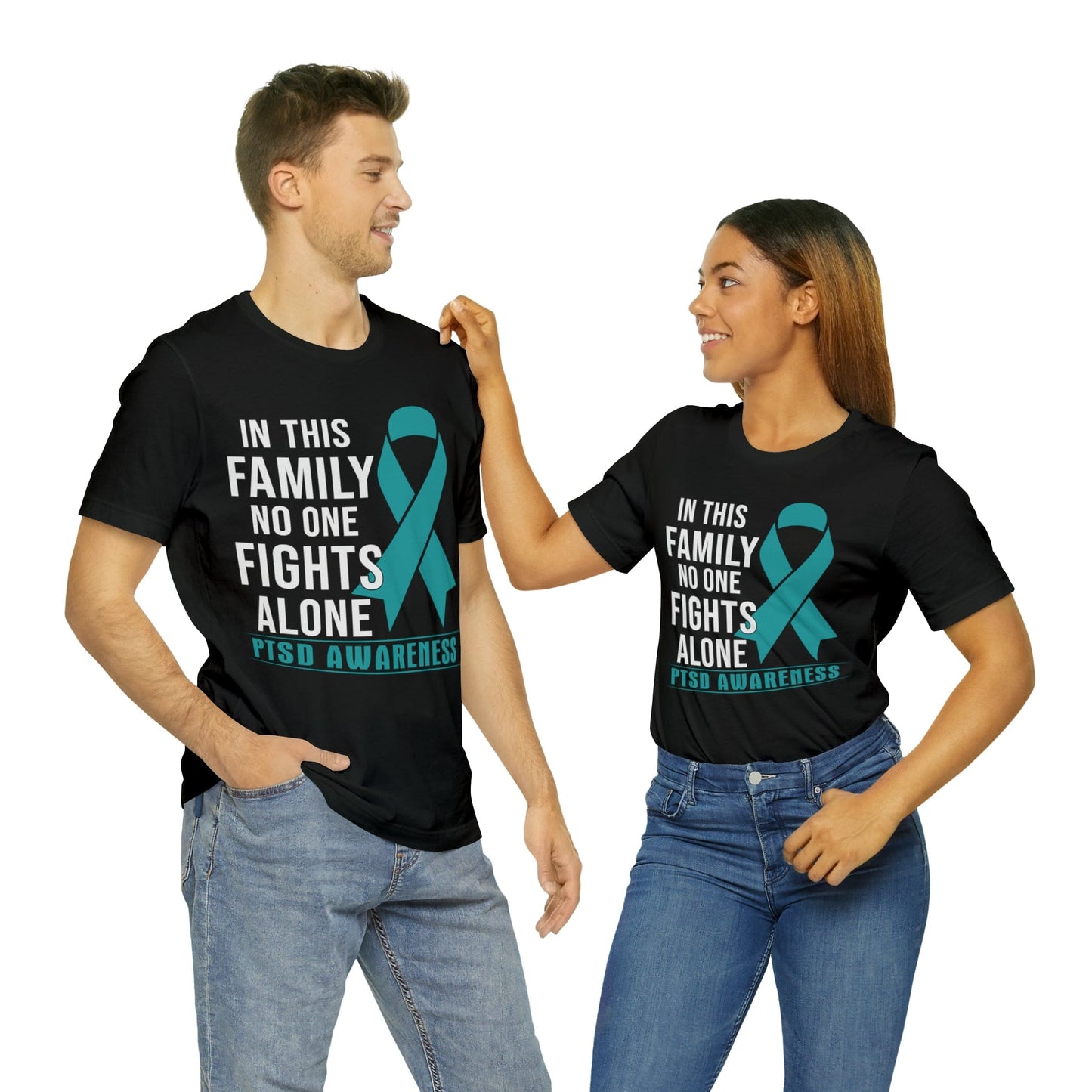 T-Shirt PTSD Awareness | In This Family No One Fights Alone | Unisex Jersey Short Sleeve Tee