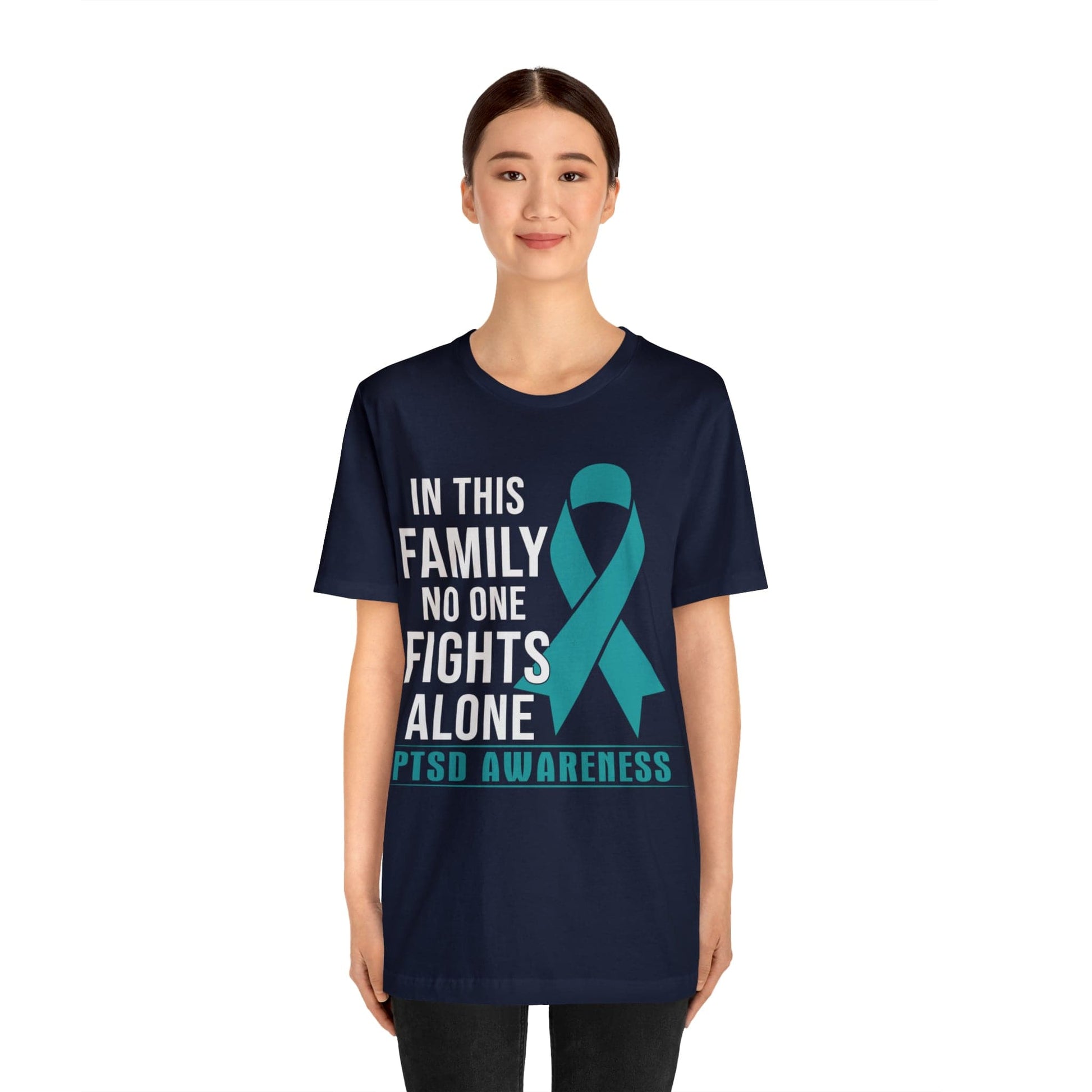 T-Shirt PTSD Awareness | In This Family No One Fights Alone | Unisex Jersey Short Sleeve Tee