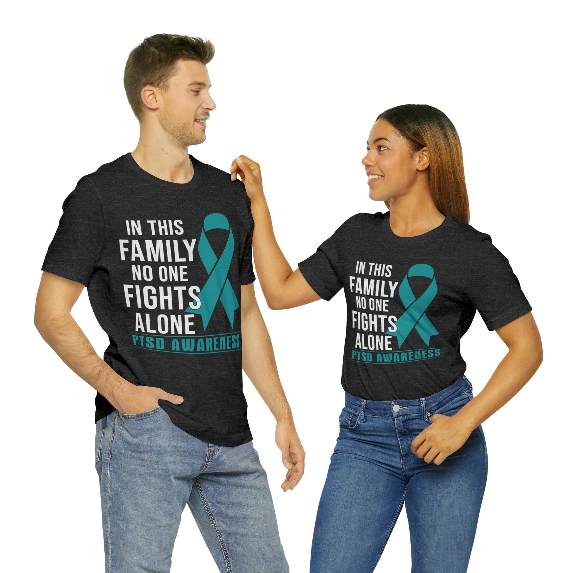 T-Shirt PTSD Awareness | In This Family No One Fights Alone | Unisex Jersey Short Sleeve Tee