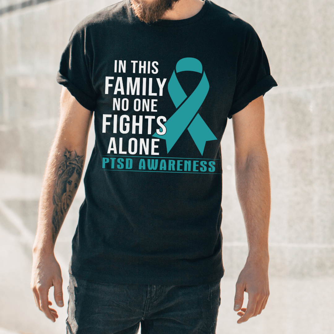 T-Shirt PTSD Awareness | In This Family No One Fights Alone | Unisex Jersey Short Sleeve Tee